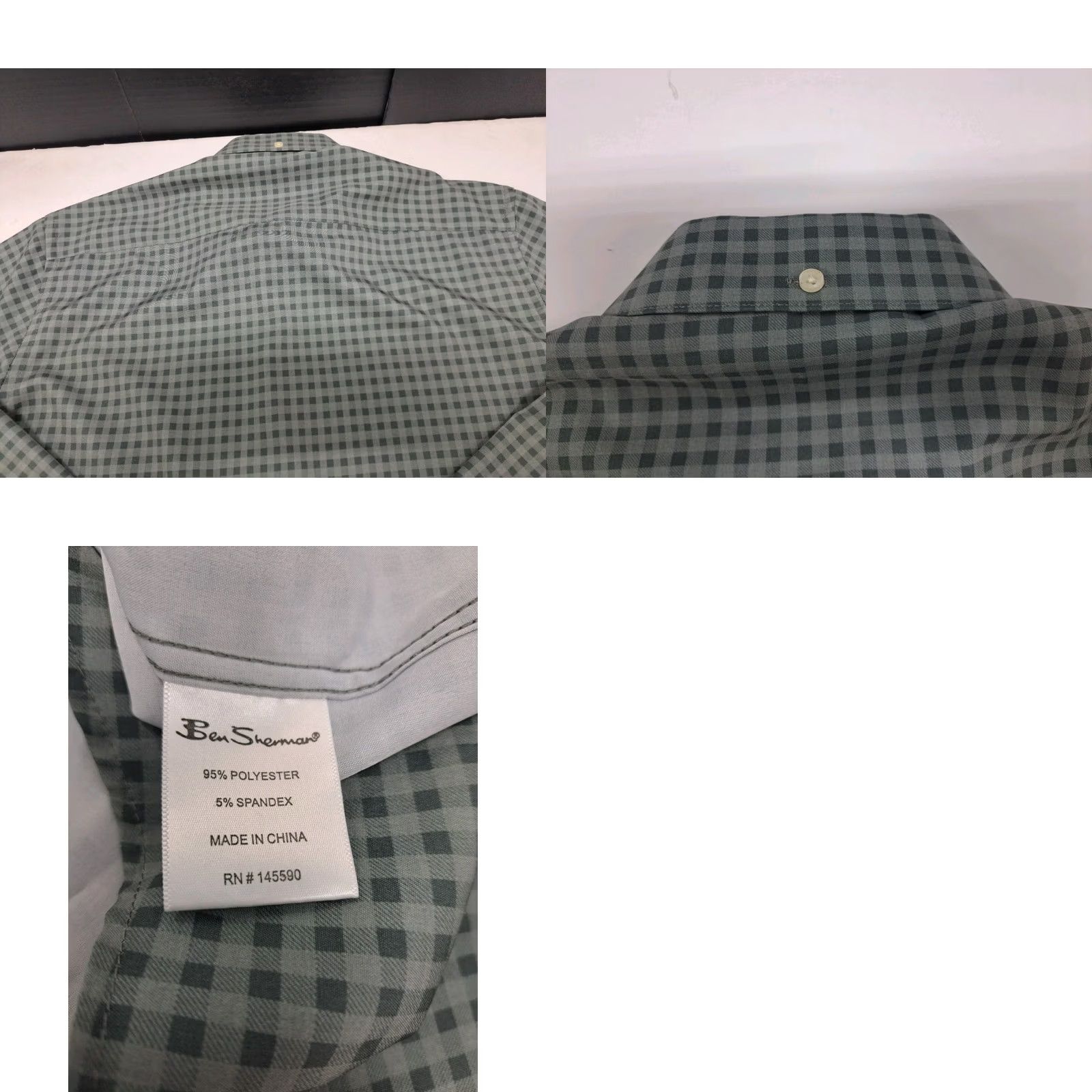 Ben Sherman Ben Sherman Mens Long Sleeve Slim Stretch Green Check Shirt 15/15.5 32-33 #7023 Size US M / EU 48-50 / 2 - 8 Thumbnail