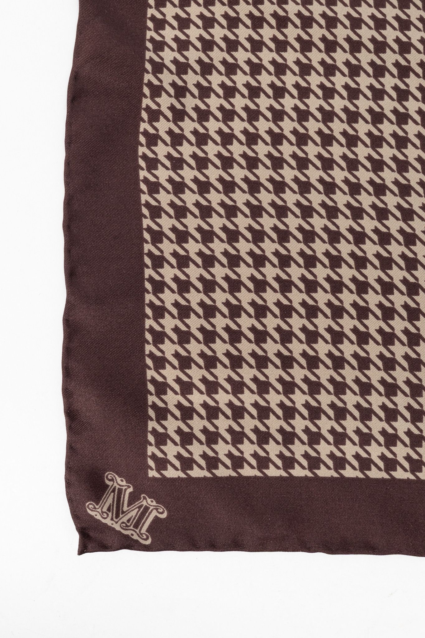 Max Mara Max Mara Aversa Bordeaux Houndstooth-Print Silk Stole Size ONE SIZE - 3 Thumbnail