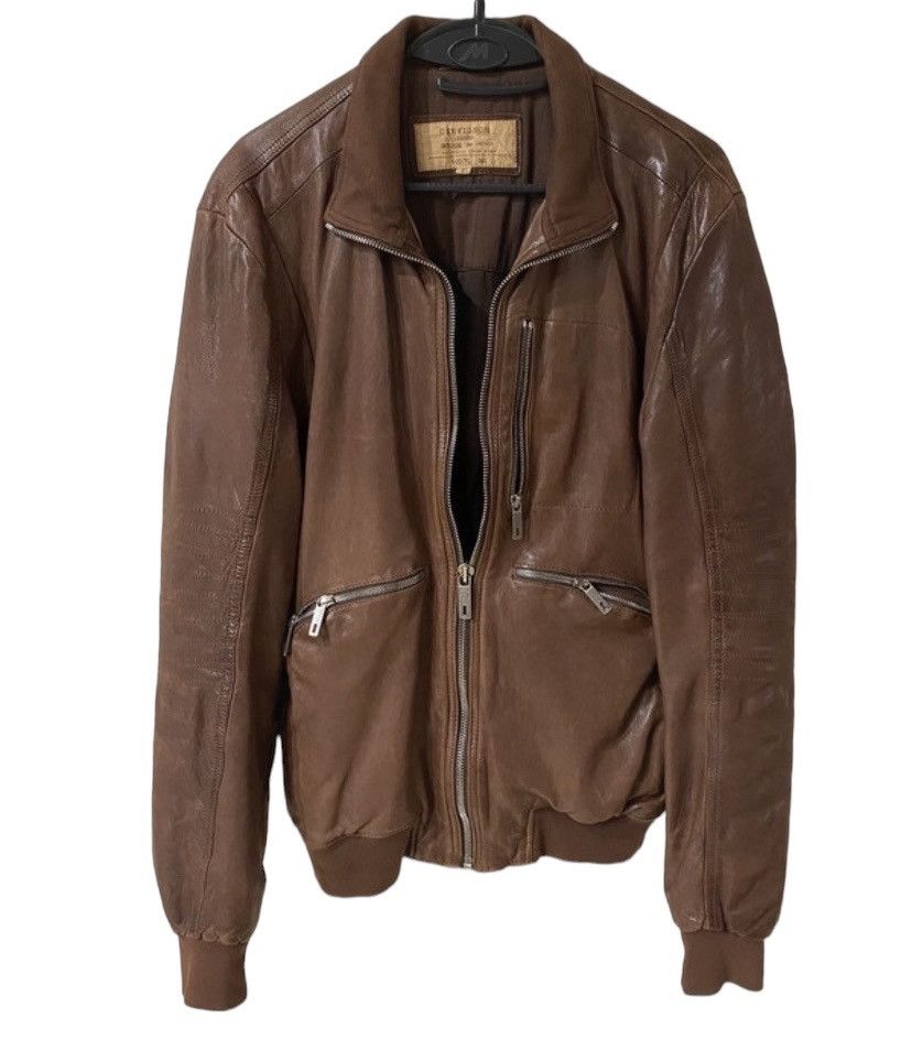 image of Chevignon Vintage Leather Jacket in Brown, Men's (Size XL)