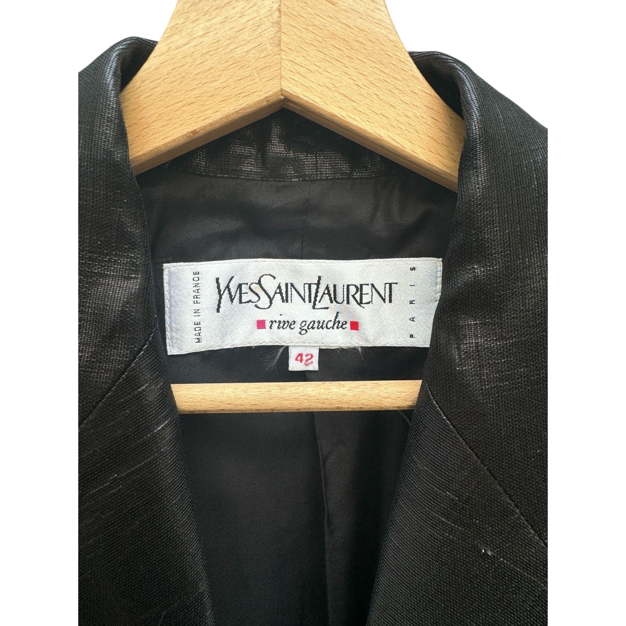 Yves Saint Laurent 1980s Black Lamé Blazer Jacket Size M / US 6-8 / IT 42-44 - 2 Thumbnail