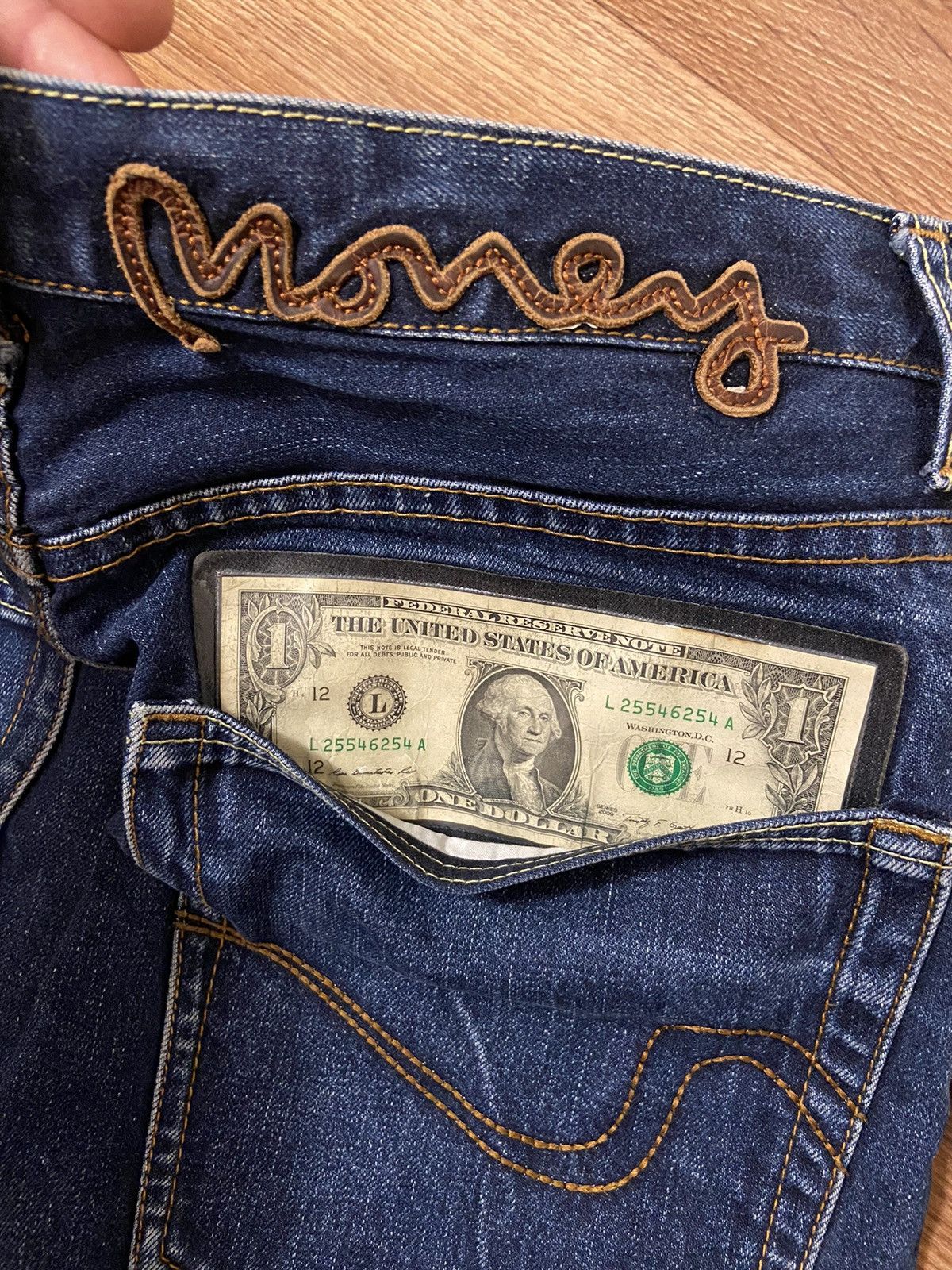 Other Vintage Money One Dollar 💵 Denim Jeans Size US 32 / EU 48 - 1 Thumbnail