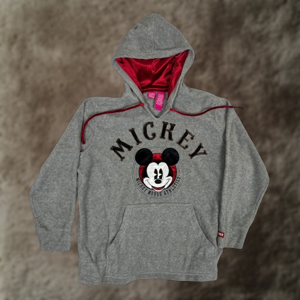 Vintage The Wonderful World of Disney Fleece Hoodie Sweatshirt Womens 2X Mickey Mouse Grau Heather Gray Embroidered Logo Pullover Casual N/A Size XXL / US 16-18 / IT 52-54 - 1 Thumbnail