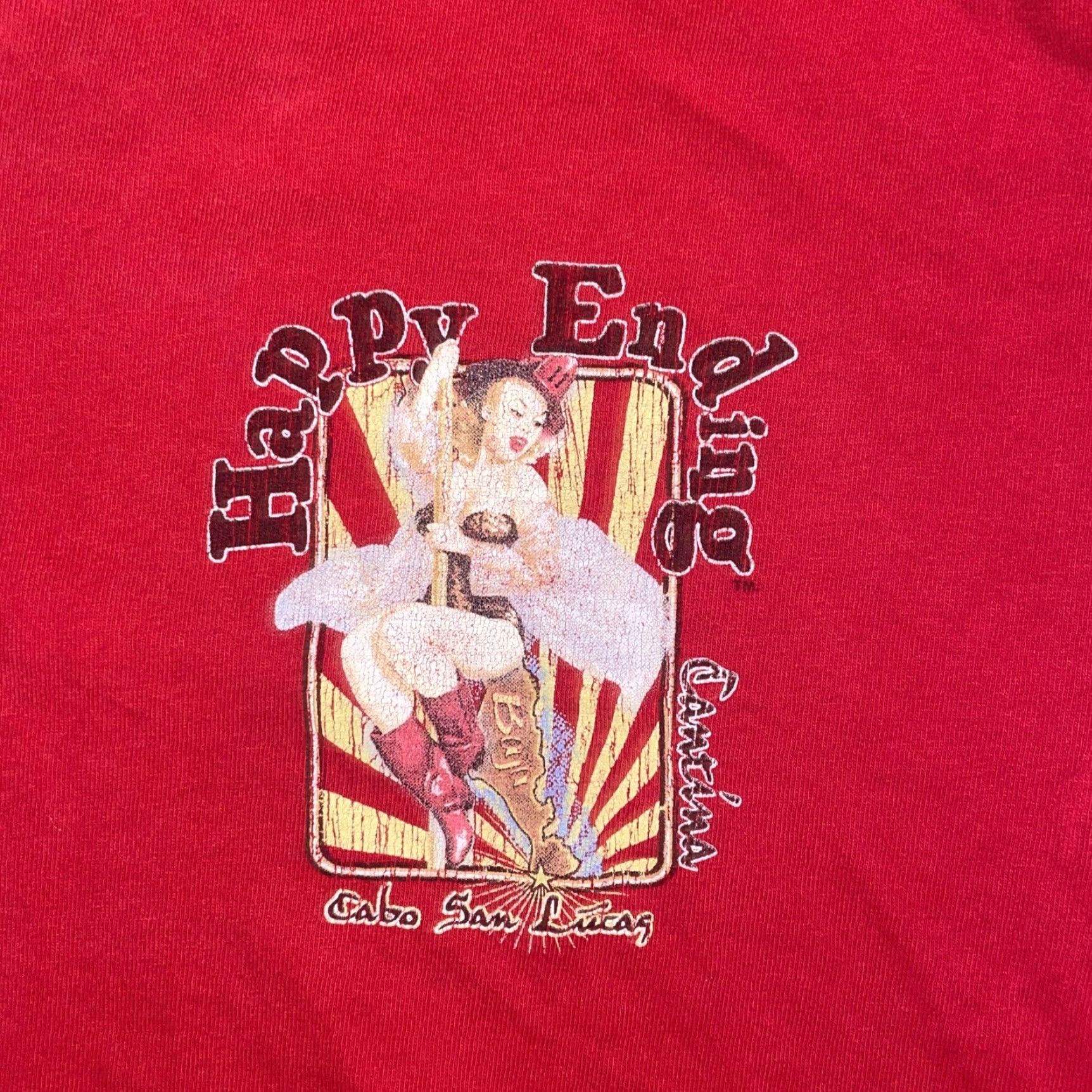 Vintage VINTAGE Cabo San Lucas Happy Endings Cantina Shirt Mens Large Distressed T-Shirt Black Lucas Mens L Size US L / EU 52-54 / 3 - 3 Thumbnail