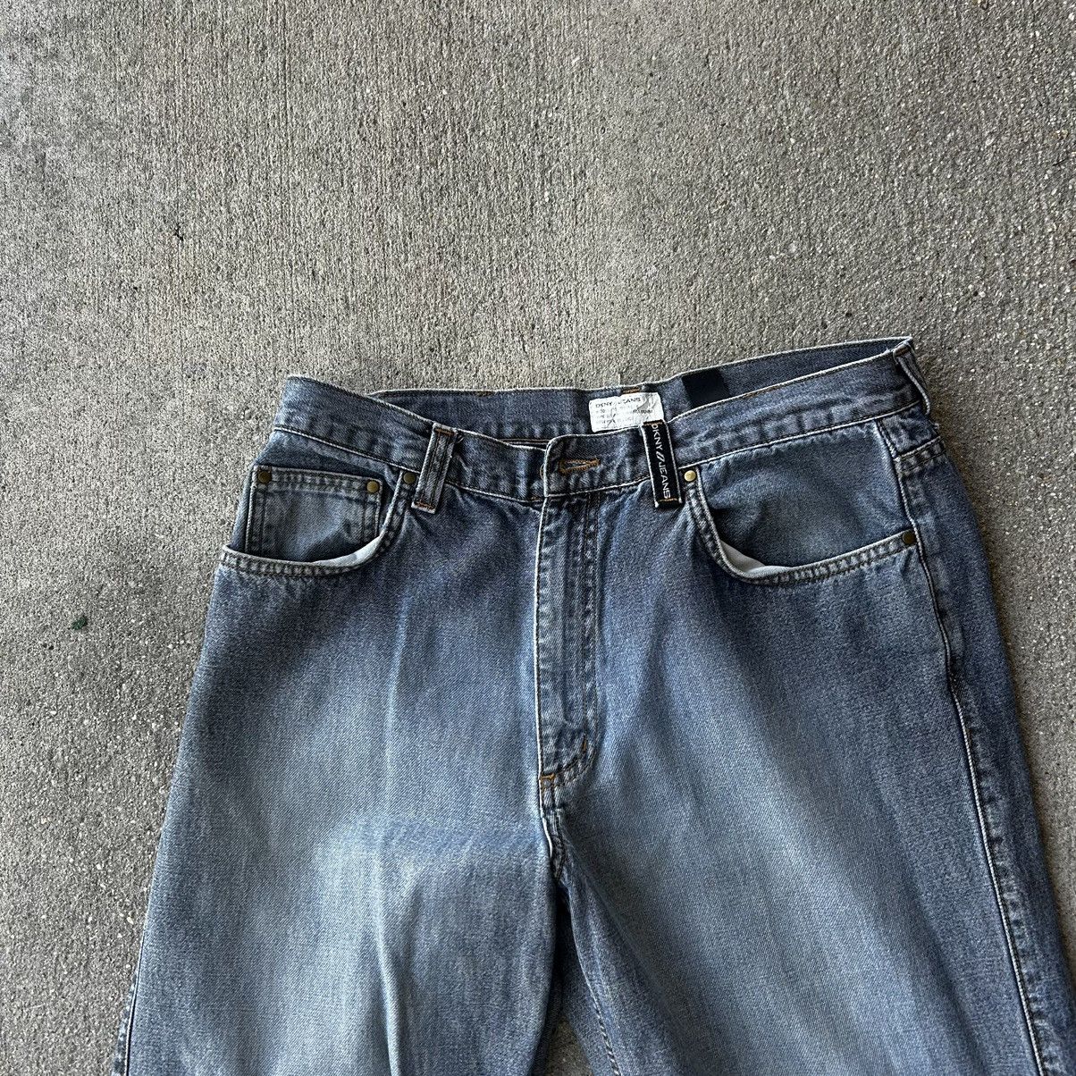DKNY × Vintage Y2K DKNY gray faded baggy jeans Size US 33 - 5 Thumbnail