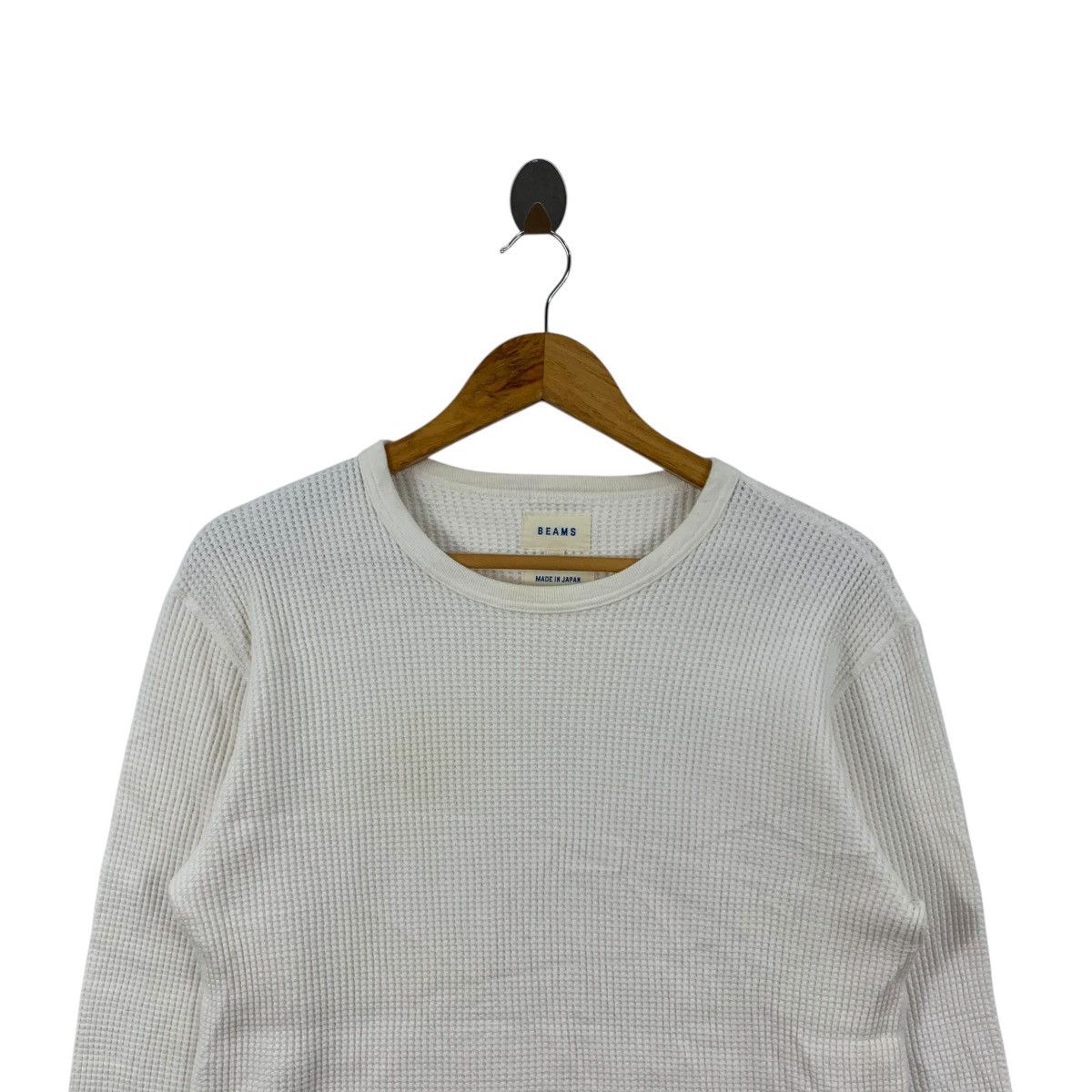 Beams Plus BEAMS Japanese Brand Plain White Waffle Style Sweatshirt Size US M / EU 48-50 / 2 - 3 Thumbnail