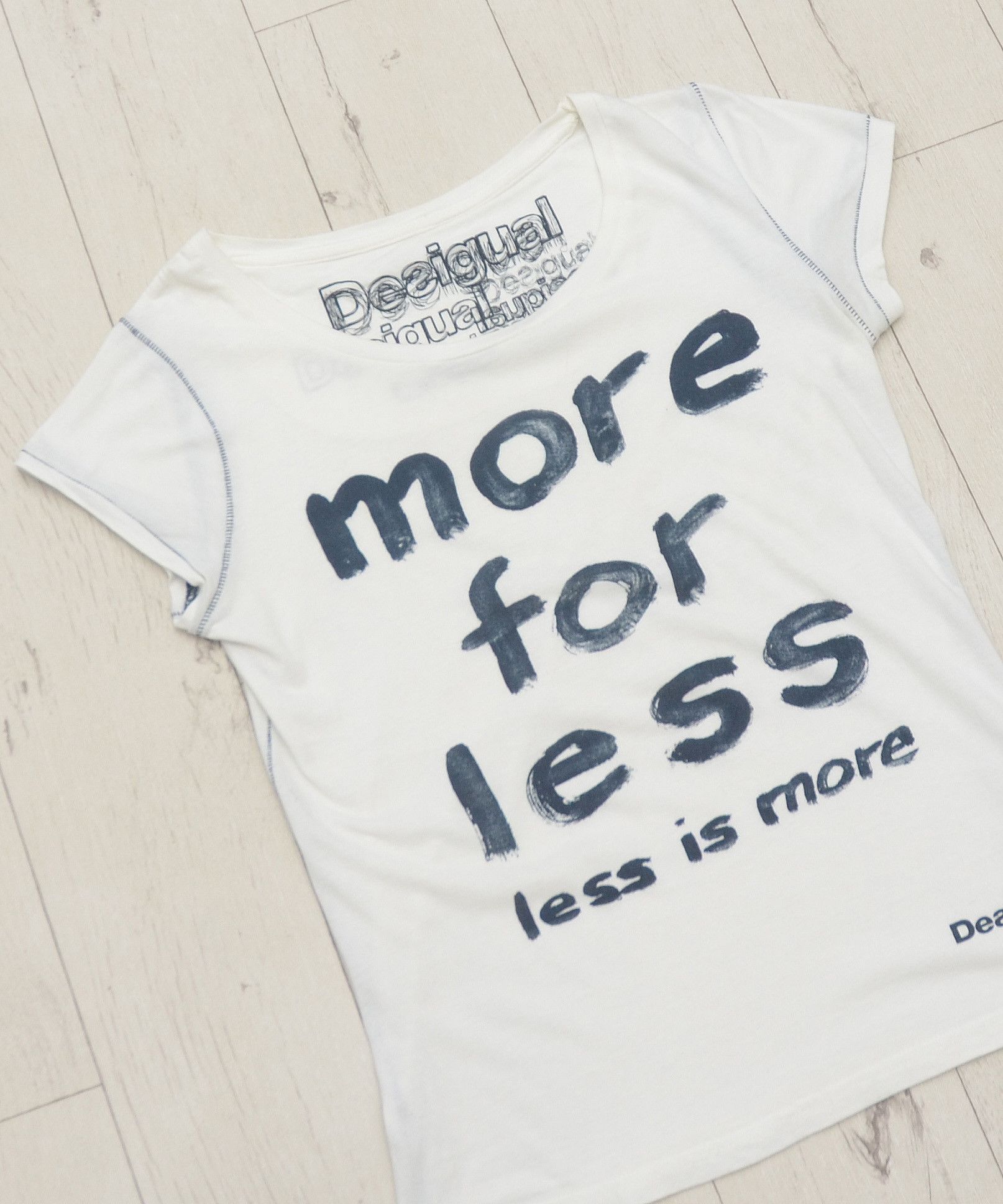 Designer × Desigual Desigual Women’s Printed T-Shirt More for Less Less is More Size L / US 10 / IT 46 - 2 Thumbnail