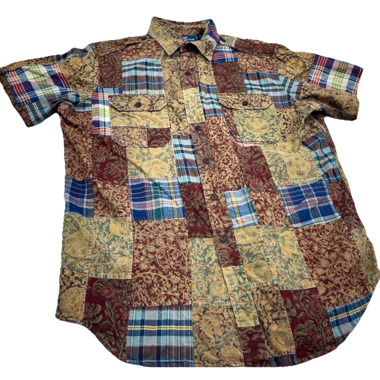 Polo Ralph Lauren VINTAGE Polo Ralph Lauren Shirt Men Large Brown Patchwork Paisley Plaid India Size US L / EU 52-54 / 3 - 4 Thumbnail