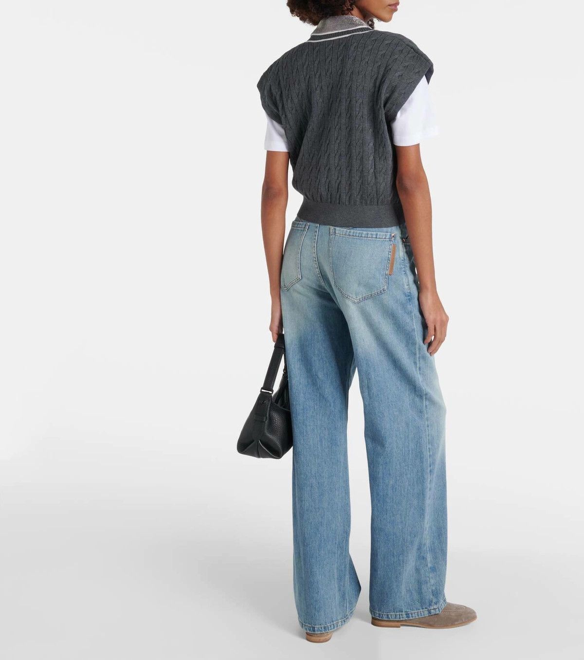 Brunello Cucinelli o1w1db10825 Knitted Vest in Silver Size M / US 6-8 / IT 42-44 - 3 Thumbnail