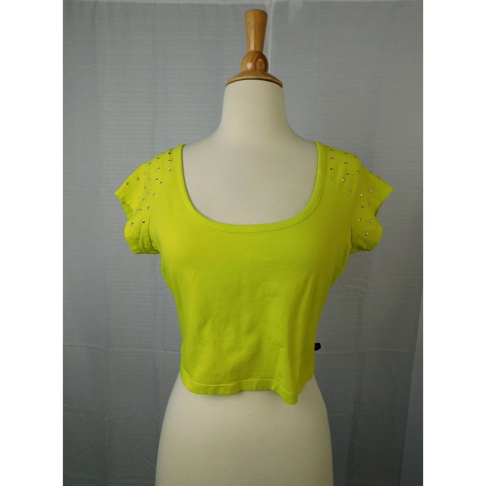 Vintage Nicki Minaj Rhinestone Studded Crop Top Cropped Sleeveless Yellow M Shirt Women's Stylish Blouse Size M / US 6-8 / IT 42-44 - 2 Thumbnail