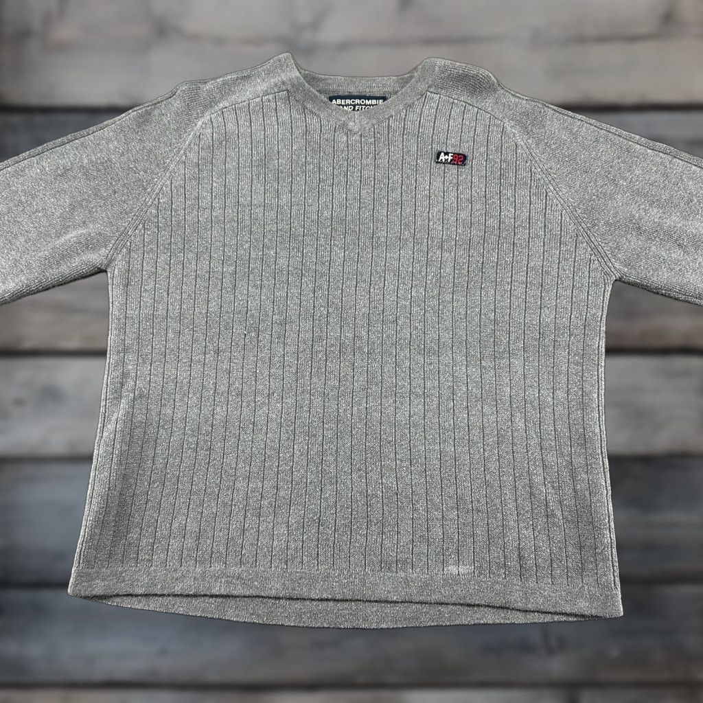 Abercrombie & Fitch VINTAGE Abercrombie & Fitch Sweater Mens L Gray Cotton Wool V-Neck Ribbed 90s Size US L / EU 52-54 / 3 - 1 Thumbnail