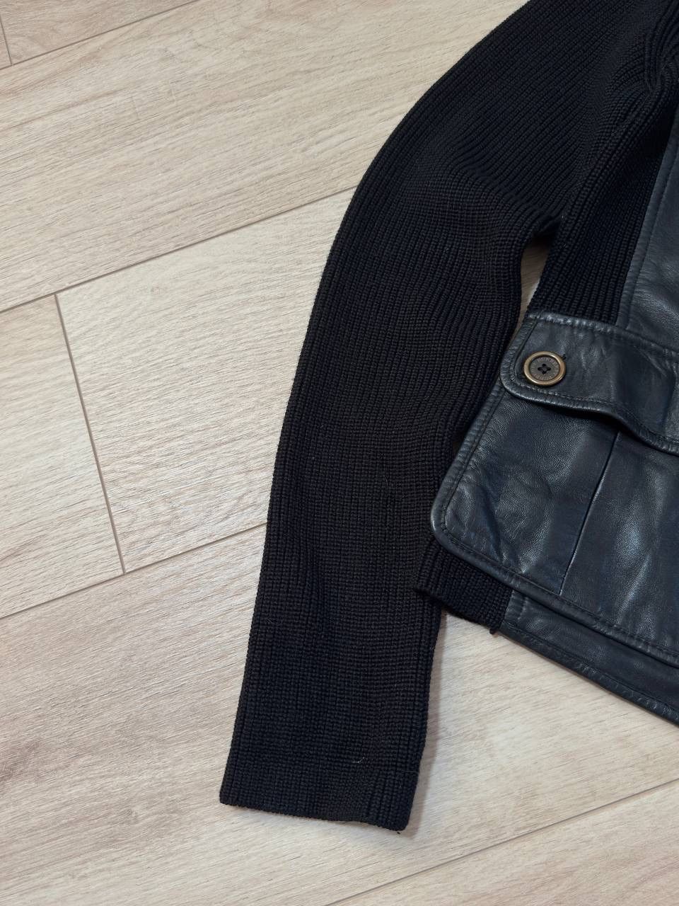 Burberry Burberry Black Leather & Knitt Jacket Size 38 Size XS / US 0-2 / IT 36-38 - 4 Thumbnail