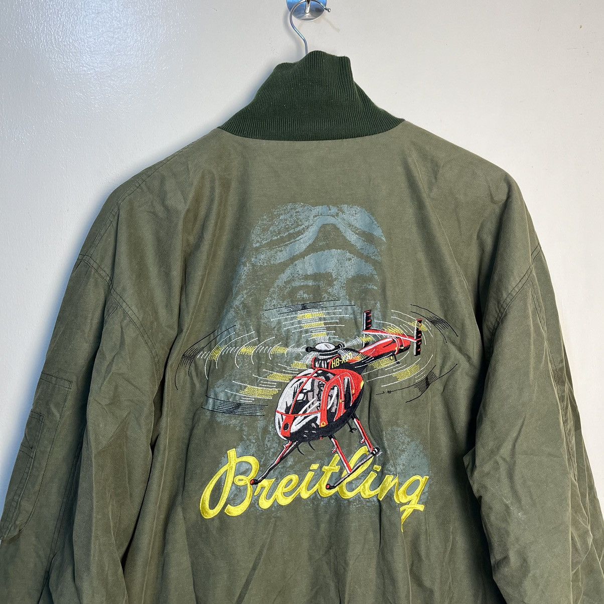 Alpha Industries Vintage Breitling Aviation Pained Waxed Bomber Jacket Size US L / EU 52-54 / 3 - 11 Thumbnail