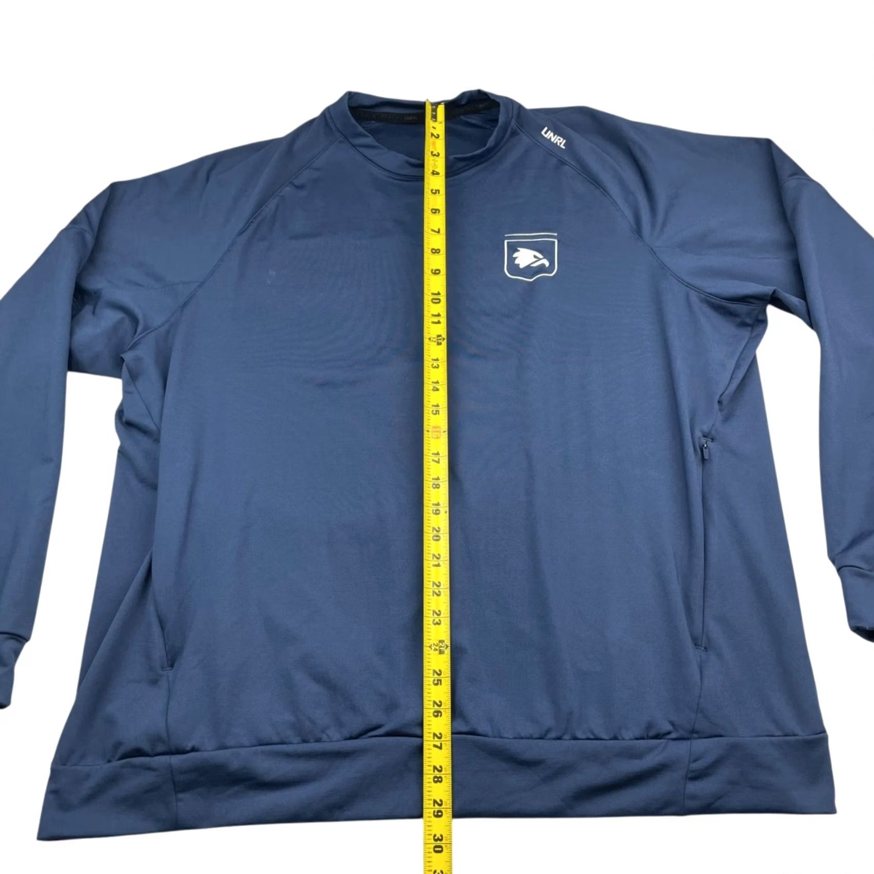 Vintage UNRL Men’s Performance Pullover Sweatshirt Navy Blue 2XL Fleece Lined Mock Neck Long Sleeve Logo Zipper Pockets Activewear Casual Pullover Mens Size US XXL / EU 58 / 5 - 6 Thumbnail