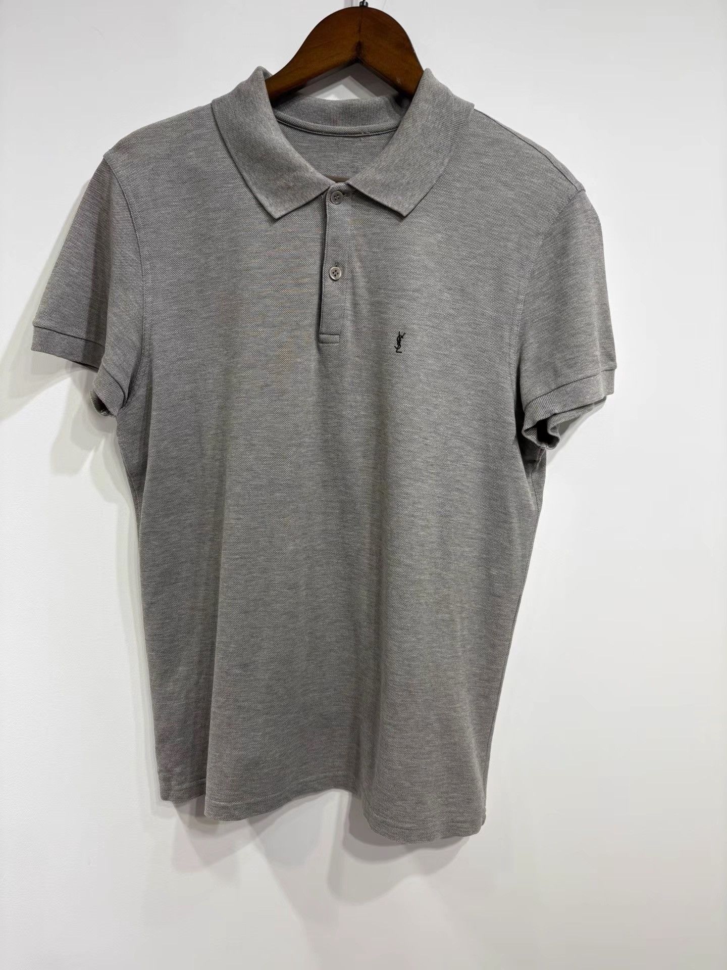 Saint Laurent Paris Saint Laurent Men's Grey Short Sleeve Polo Shirt K29 Size US L / EU 52-54 / 3 - 1 Thumbnail