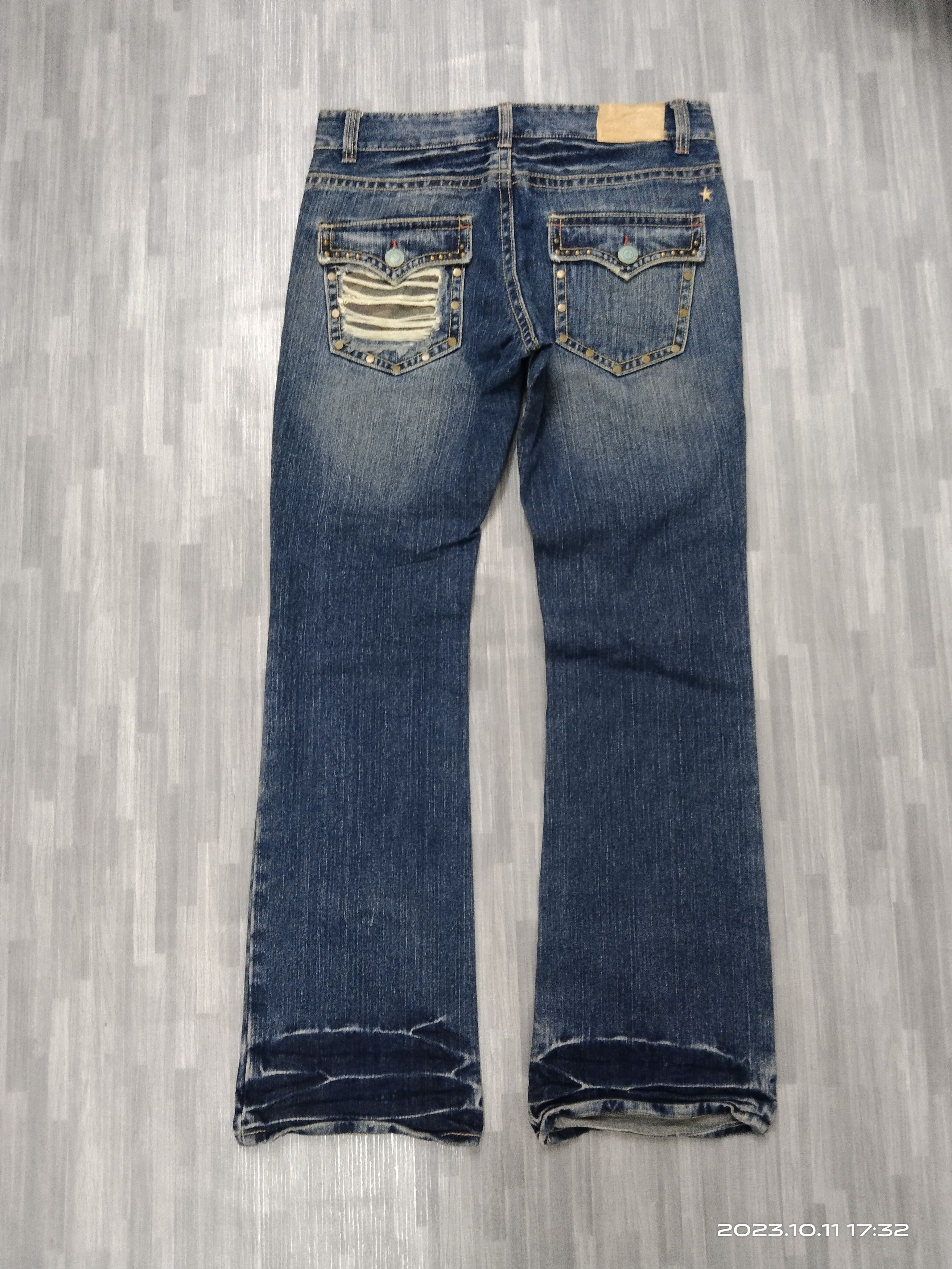 Japanese Brand FLARE SICK RIPED OZZ FIRST DENIM PANTS Size US 32 / EU 48 - 3 Thumbnail