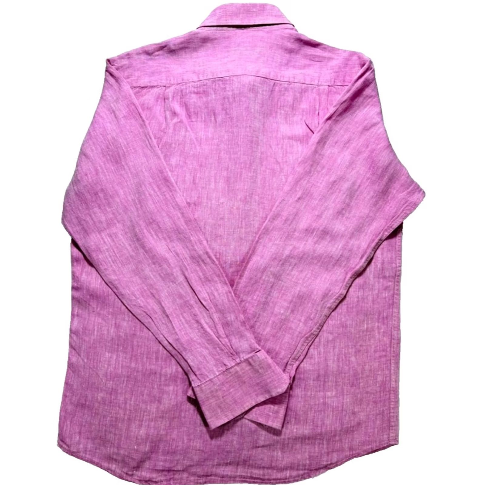 Vintage PURO LINO Raphael Positano Linen Button-Up Shirt | Size M, Pink, Long Sleeve, Collared, Solid Linen, Breathable, Casual Mens Shirt Size US M / EU 48-50 / 2 - 2 Thumbnail