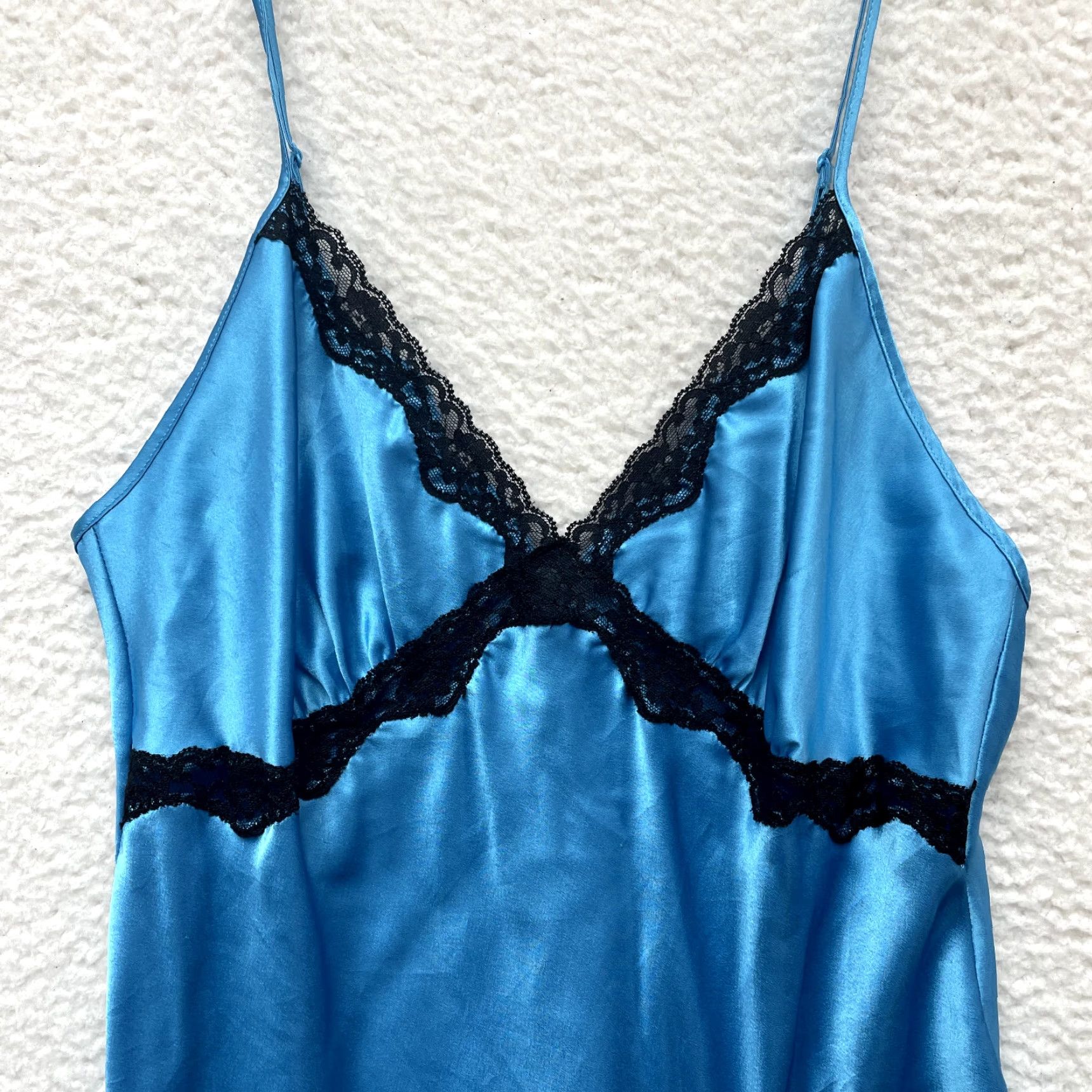 Victoria's Secret VINTAGE Victoria's Secret Slip Dress Large Blue Satin Lace Fairy Coquette Fashion Dress Size L / US 10 / IT 46 - 3 Thumbnail