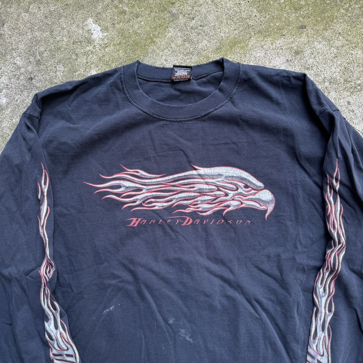 Harley Davidson Thrashed Faded Distressed Flame Longsleeve ERD Grunge Chrome Size US XL / EU 56 / 4 - 2 Thumbnail