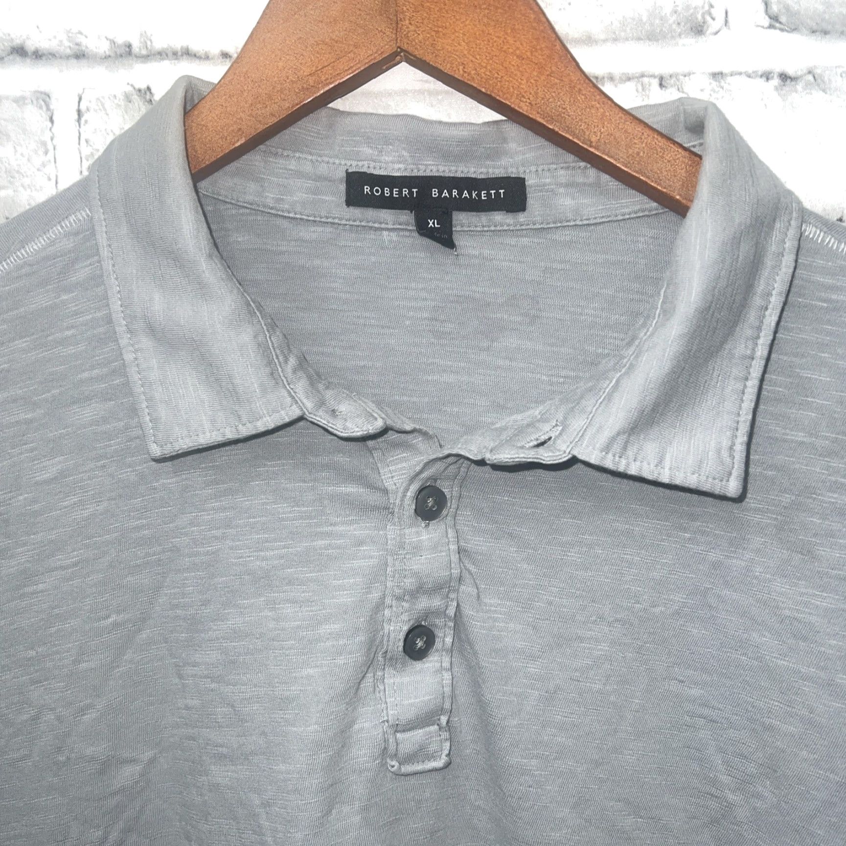 Vintage Robert Barakett Polo Shirt Mens XL Gray Classic Collar Short Sleeve Polo Size US XL / EU 56 / 4 - 2 Thumbnail