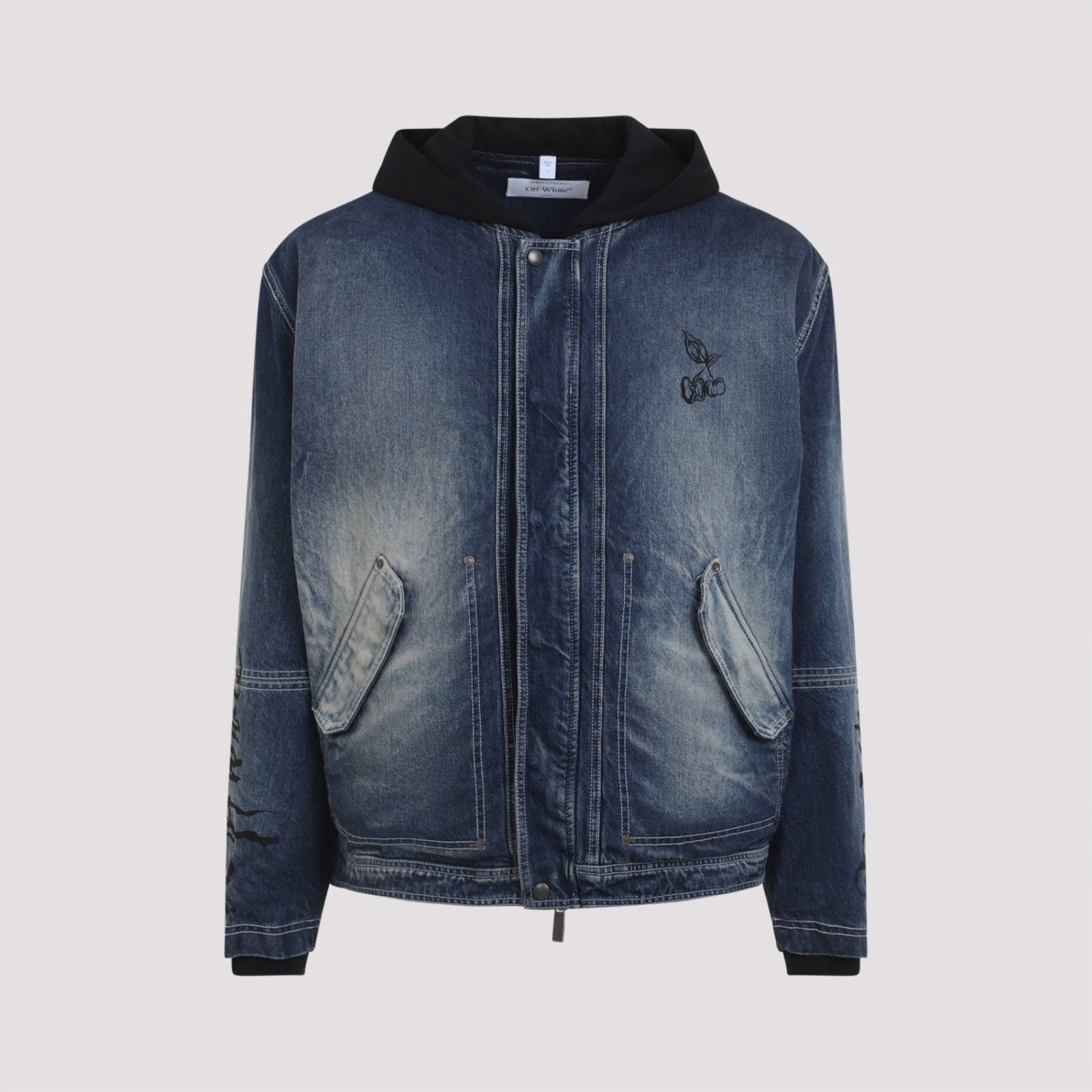 Off-White OFF-WHITE Cherry Fleece Blue Denim Jacket New & Authentic (M Size US M / EU 48-50 / 2 - 1 Thumbnail