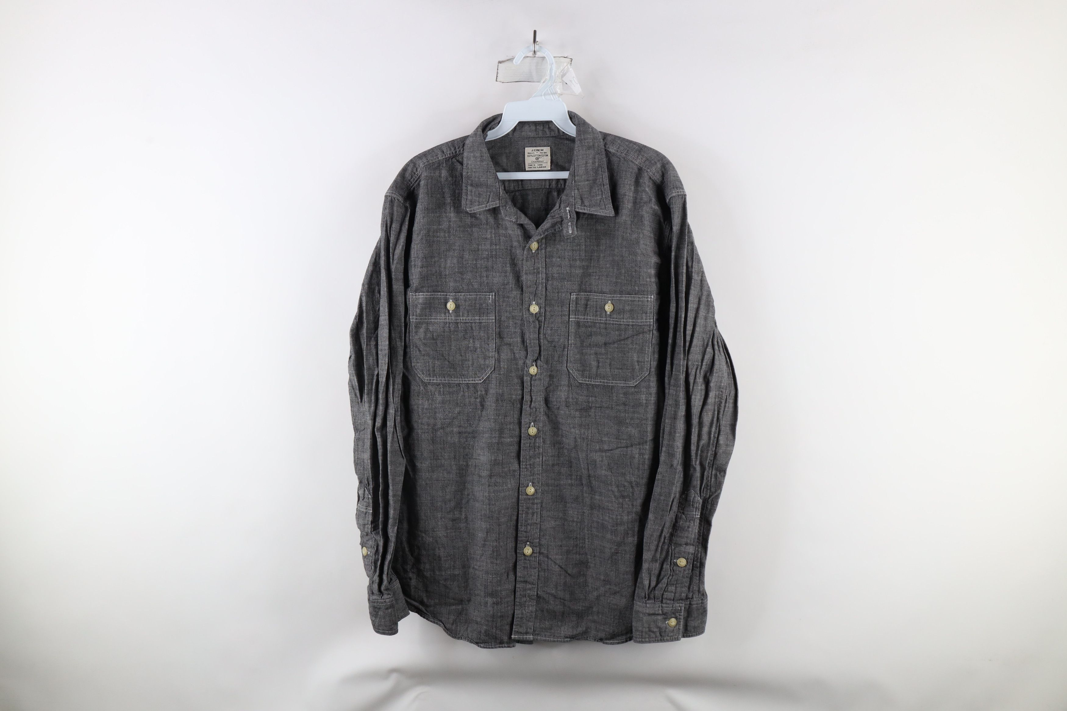 J.Crew × Vintage J Crew Collared Long Sleeve Button Shirt Gray Cotton Size US L / EU 52-54 / 3 - 1 Thumbnail