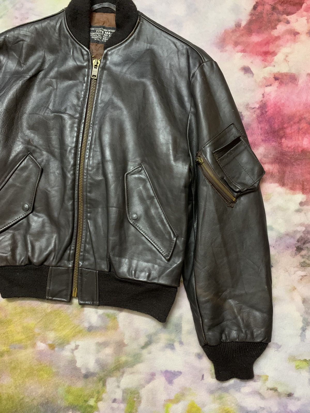 Schott Archive 40s SCHOTT MA-1 Leather Jacket Size US M / EU 48-50 / 2 - 2 Thumbnail