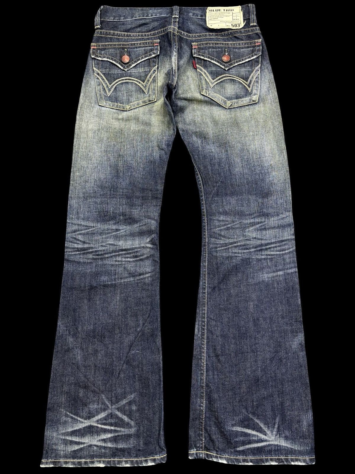 Edwin 💥Distressed Flare💥Edwin 503 Crazy Distressed Denim F916 Size US 31 - 2 Thumbnail