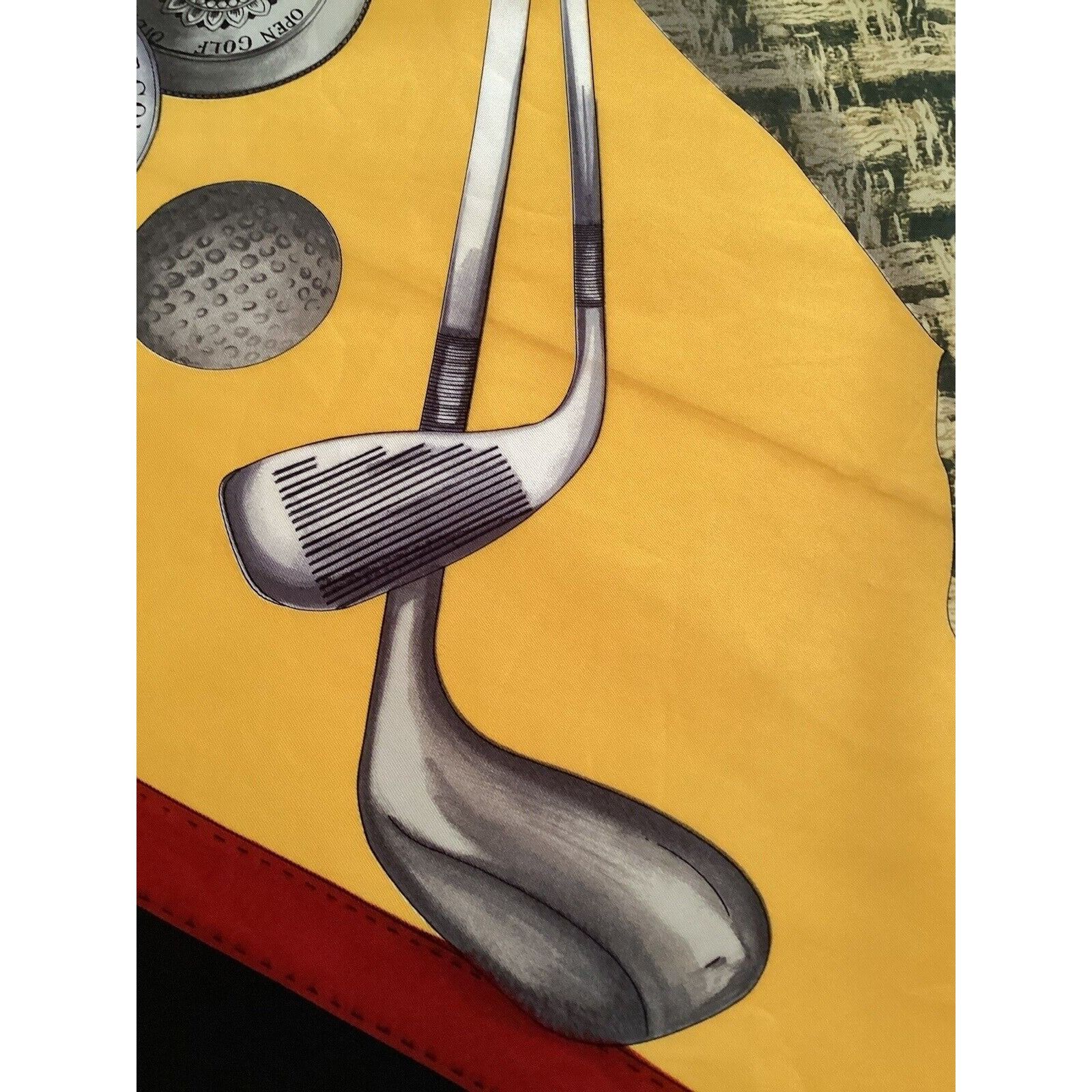 Laura Biagiotti LAURA BIAGIOTTI Yellow Golf Print Silk Scarf Made In Italy Size ONE SIZE - 6 Thumbnail