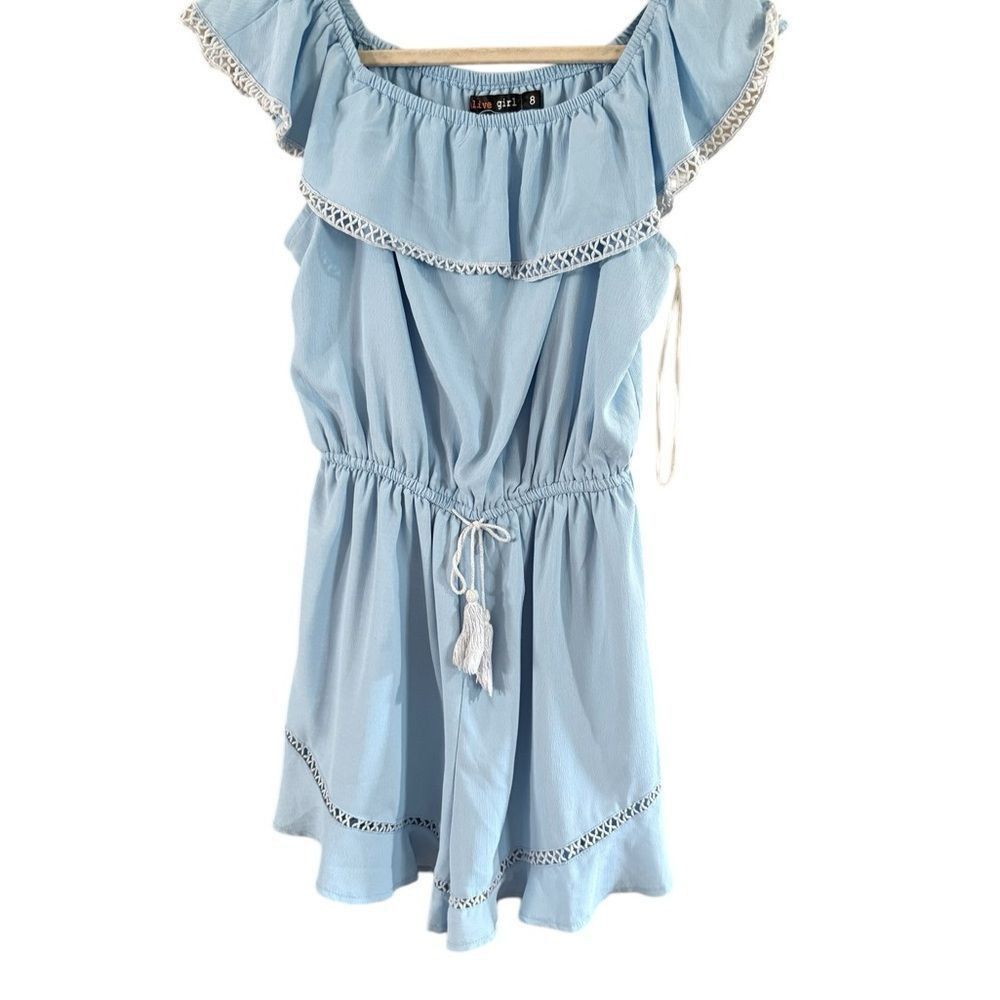 Other Blue Ruffled Tie Front Jumpsuit Size S / US 4 / IT 40 - 2 Thumbnail