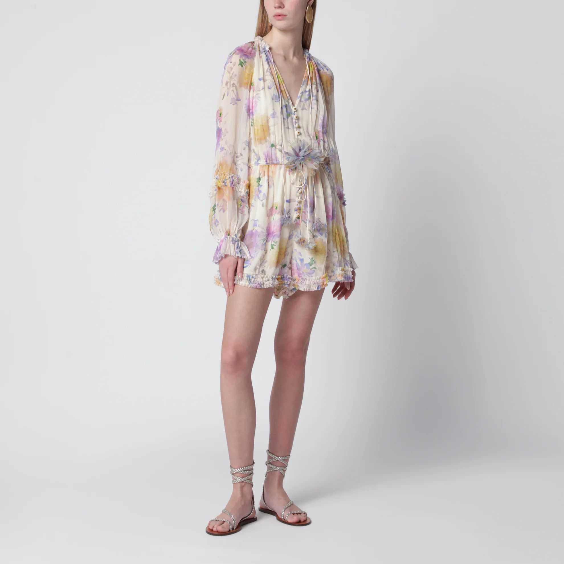 Zimmermann o1d2blof0526 Luna Ruffle Playsuit With Floral Pattern Size M / US 6-8 / IT 42-44 - 4 Thumbnail