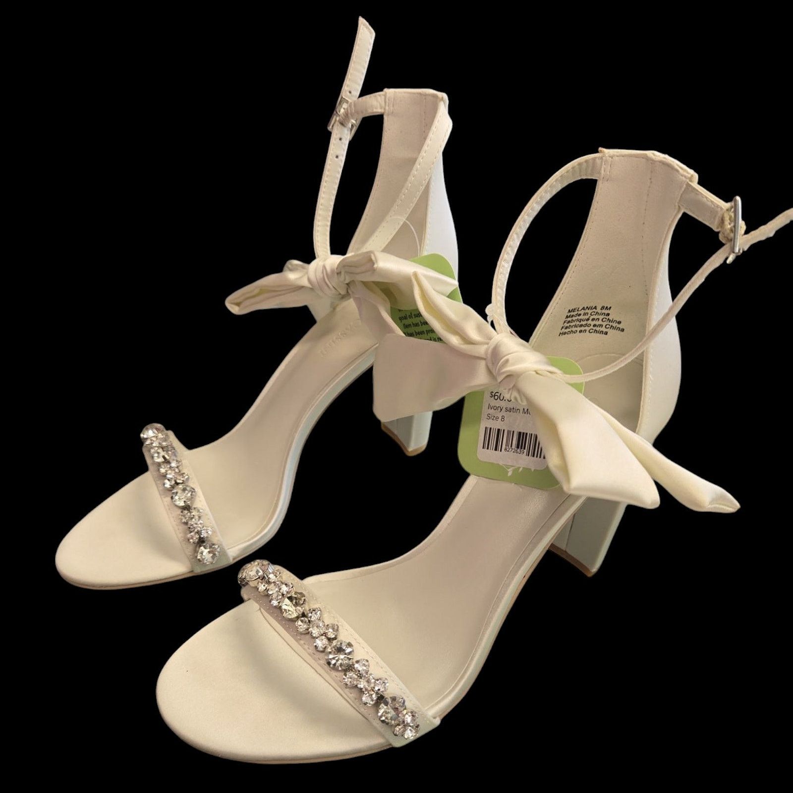 Oleg Cassini Ivory satin Melania Style Bridal Heels with bow Oleg Cassini Size US 8 / IT 38 - 1 Preview
