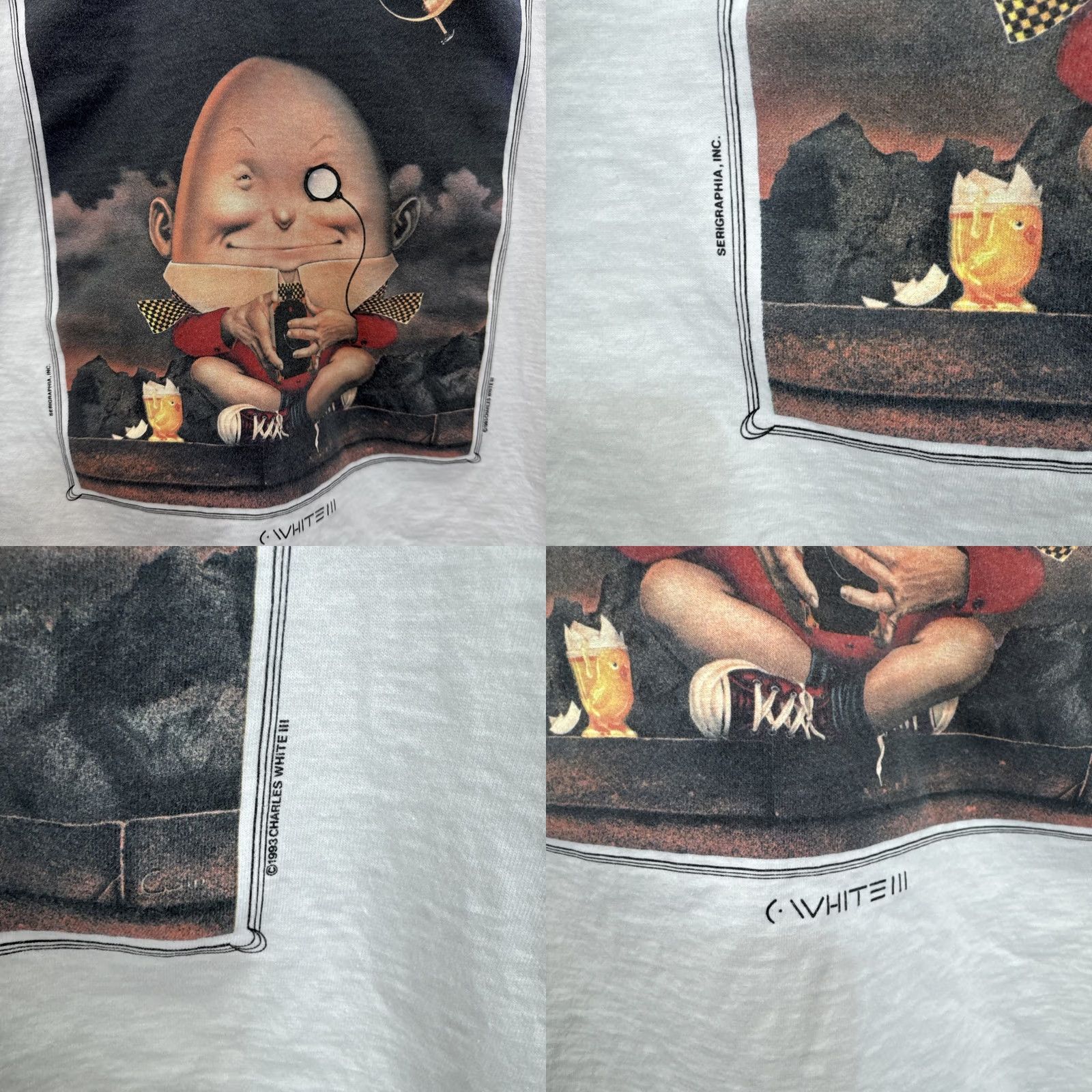 Vintage VINTAGE Serigraphia Inc T-Shirt Art Humpty Dumpty White XL Crew Neck Short Sleeve 90s Grunge Hip Hop Hipster Art Cartoon Classic Unisex Adults Size US XL / EU 56 / 4 - 8 Thumbnail