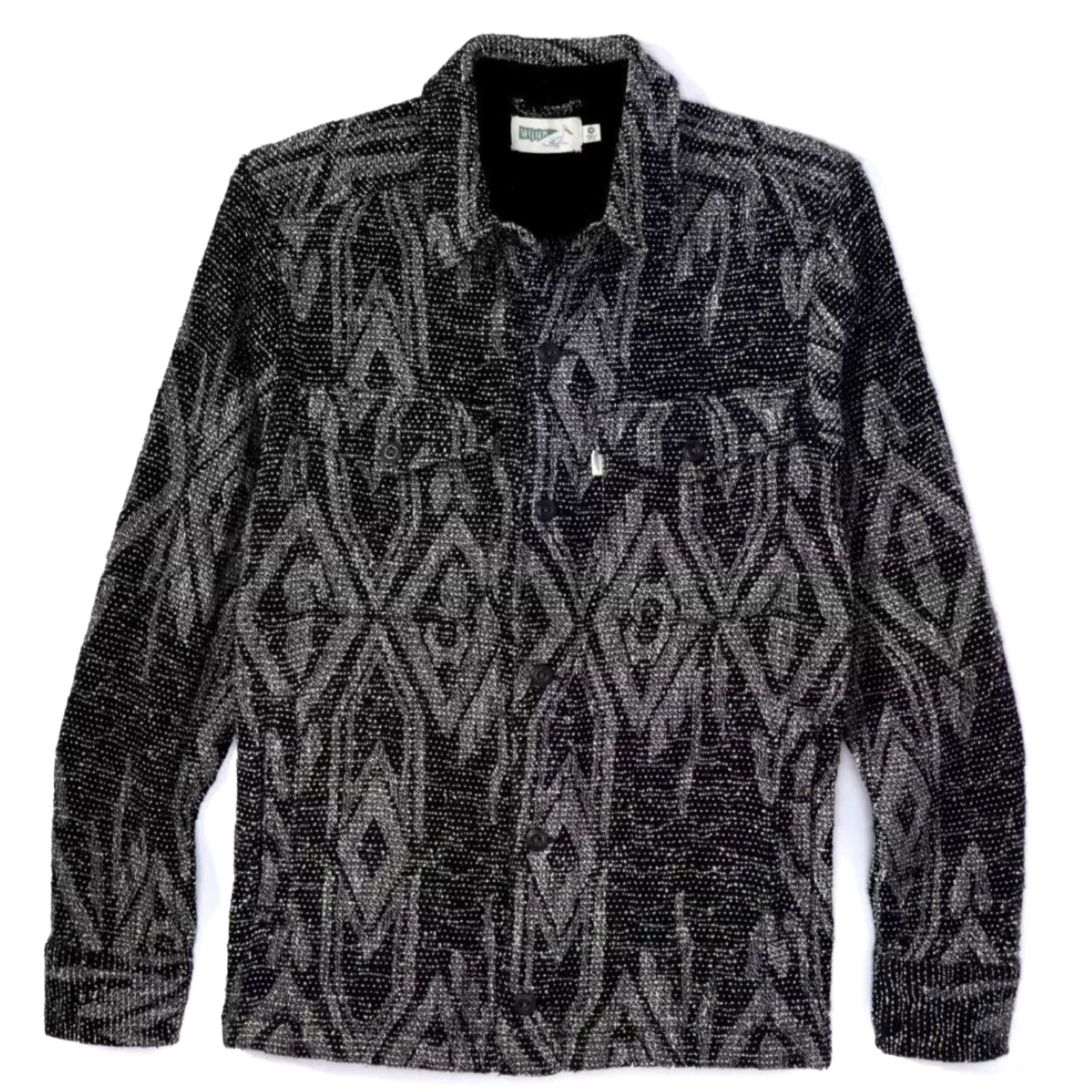 Vintage Wellen Men's Jacquard Overshirt Jacket 100% Organic Cotton Sz M Black Diamond Vintage Mens Jacket Overshirt Pockets Modern Casual Size US M / EU 48-50 / 2 - 2 Thumbnail