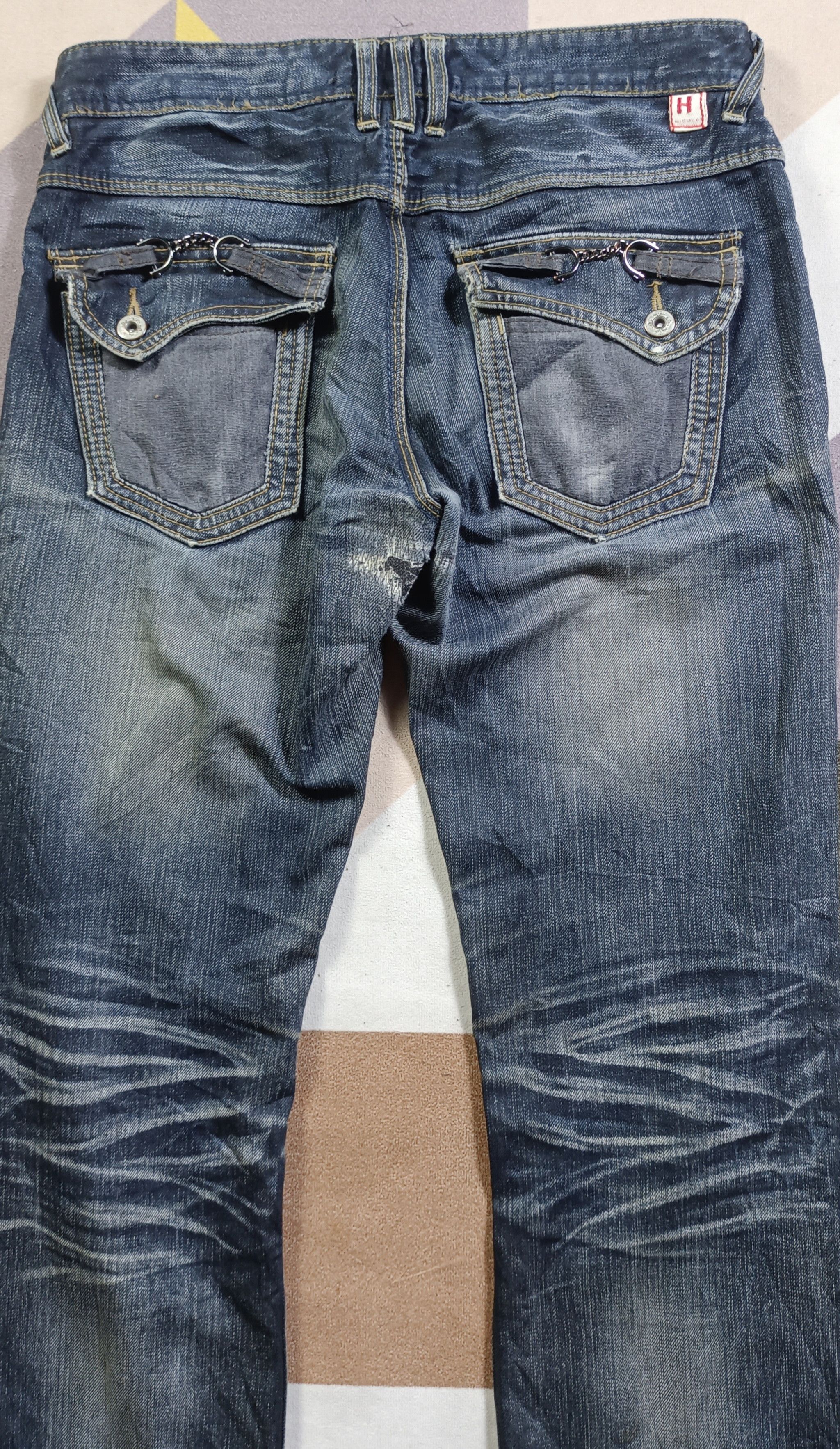 Japanese Brand HideAways Flare INDIGO Distressed Jeans Size US 32 / EU 48 - 7 Thumbnail