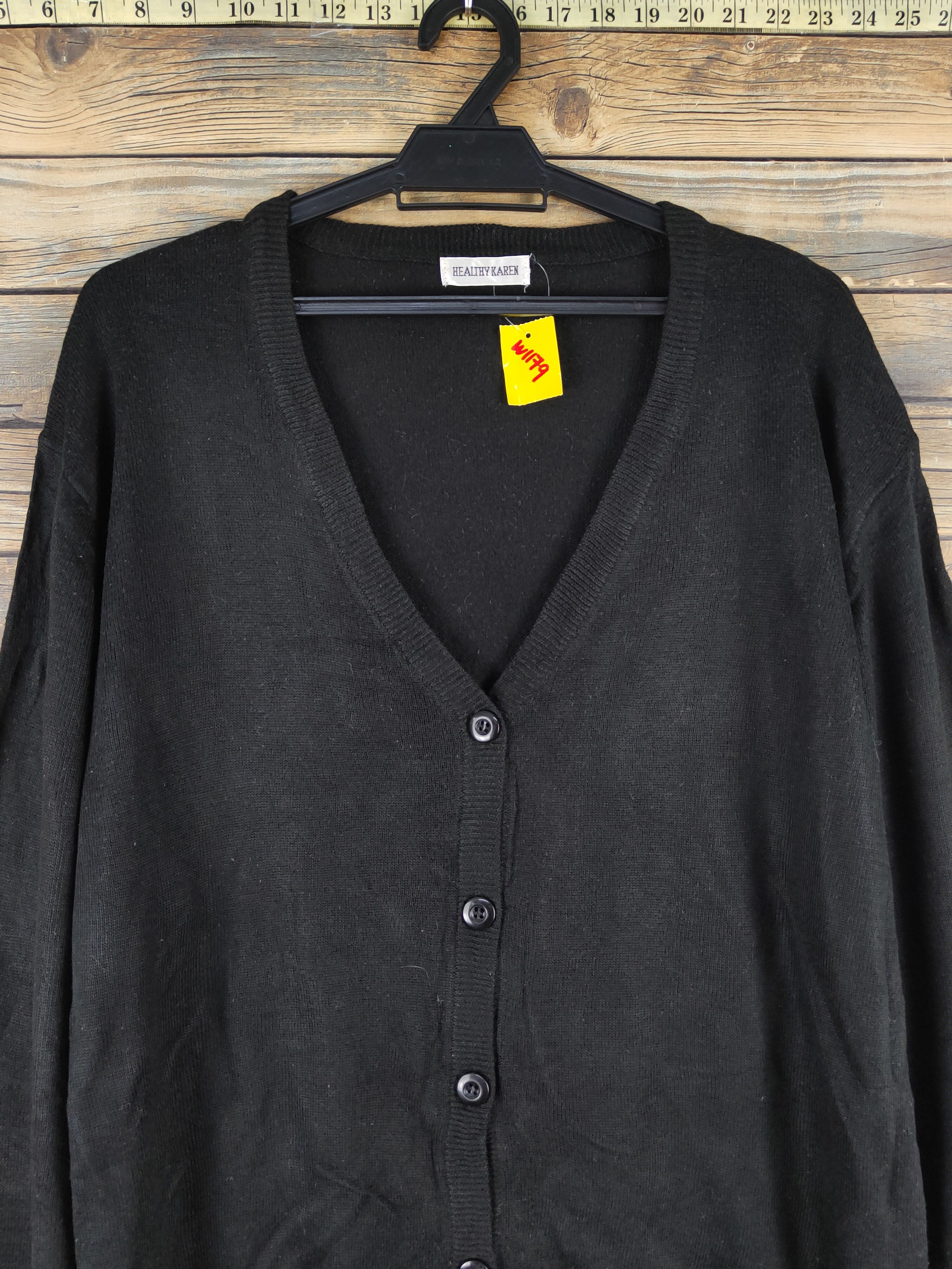 Homespun Knitwear Healthy Karen Black Knitwear Cardigan #W1179 Size US XL / EU 56 / 4 - 2 Thumbnail