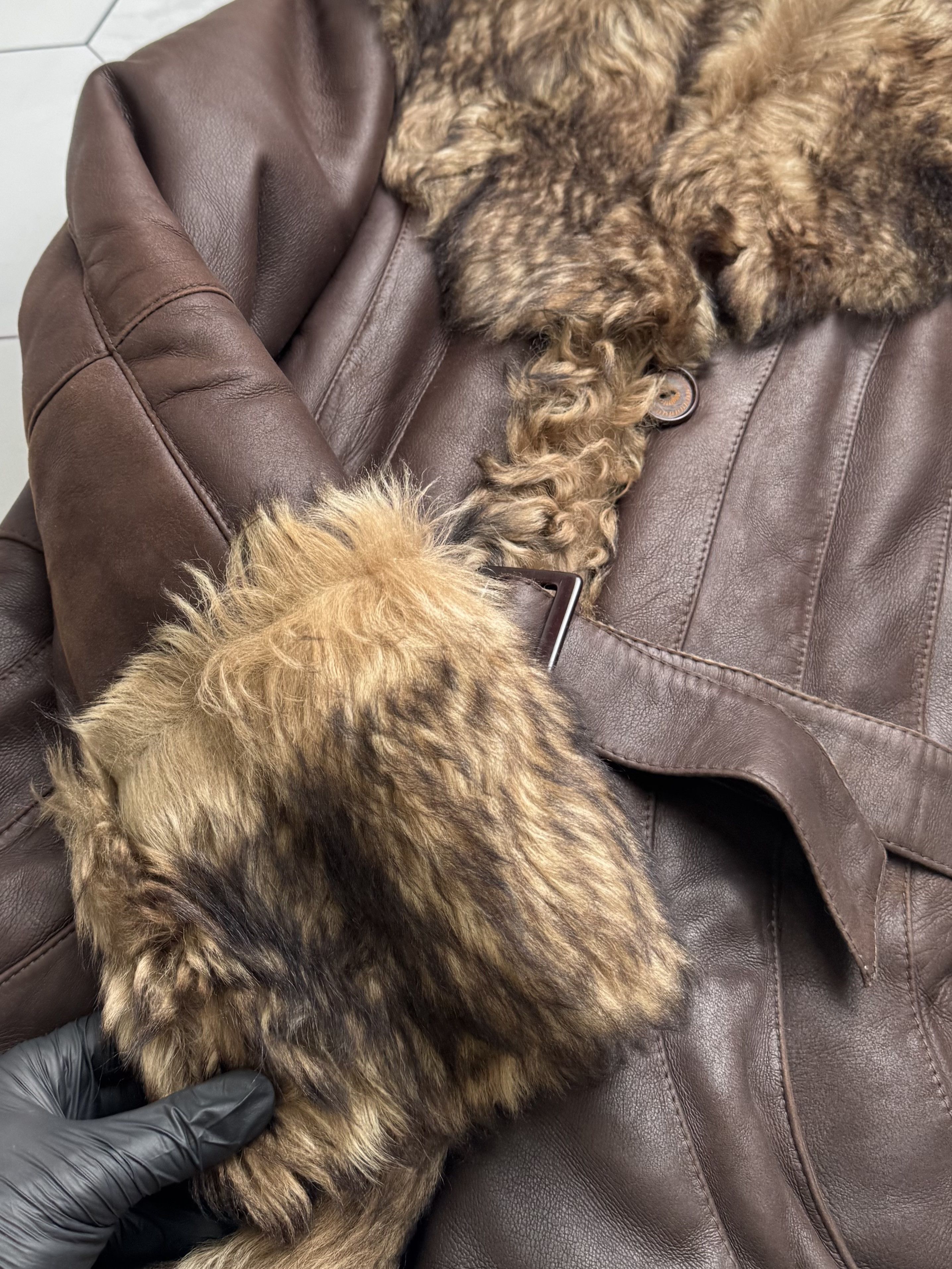 Japanese Brand Vintage Real Sheepskin Coat With Belt (B550)E2D15 Size M / US 6-8 / IT 42-44 - 5 Thumbnail