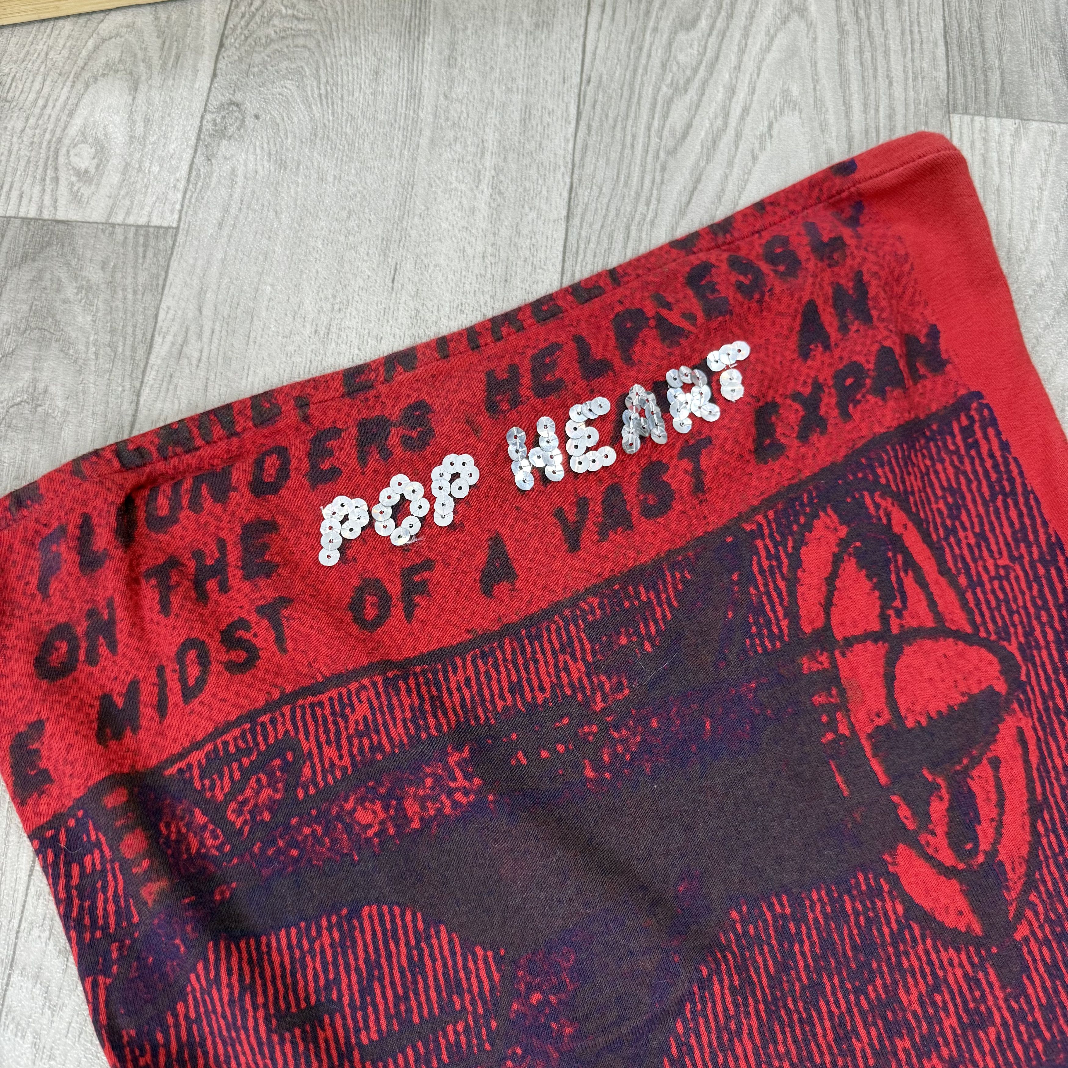 Vintage Vintage Pop Heart 90s Graphic Airplane Red Crop Top Size M / US 6-8 / IT 42-44 - 4 Thumbnail