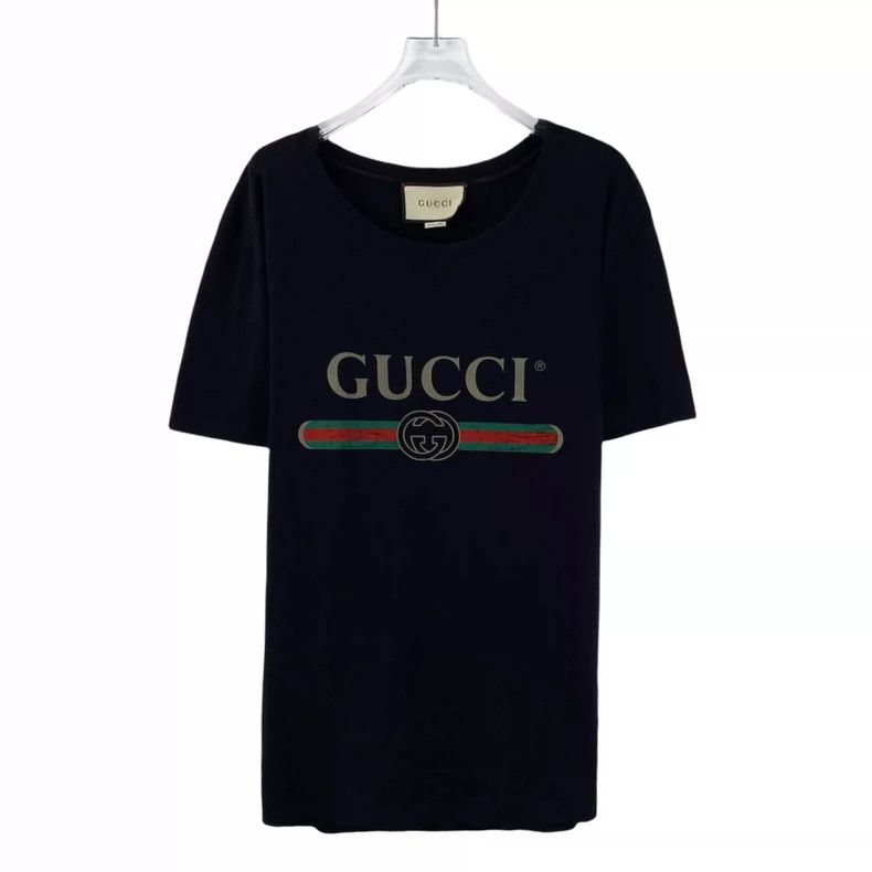 Gucci Gucci Black logo printed cotton round-neck short-sleeved T- Size US M / EU 48-50 / 2 - 1 Thumbnail