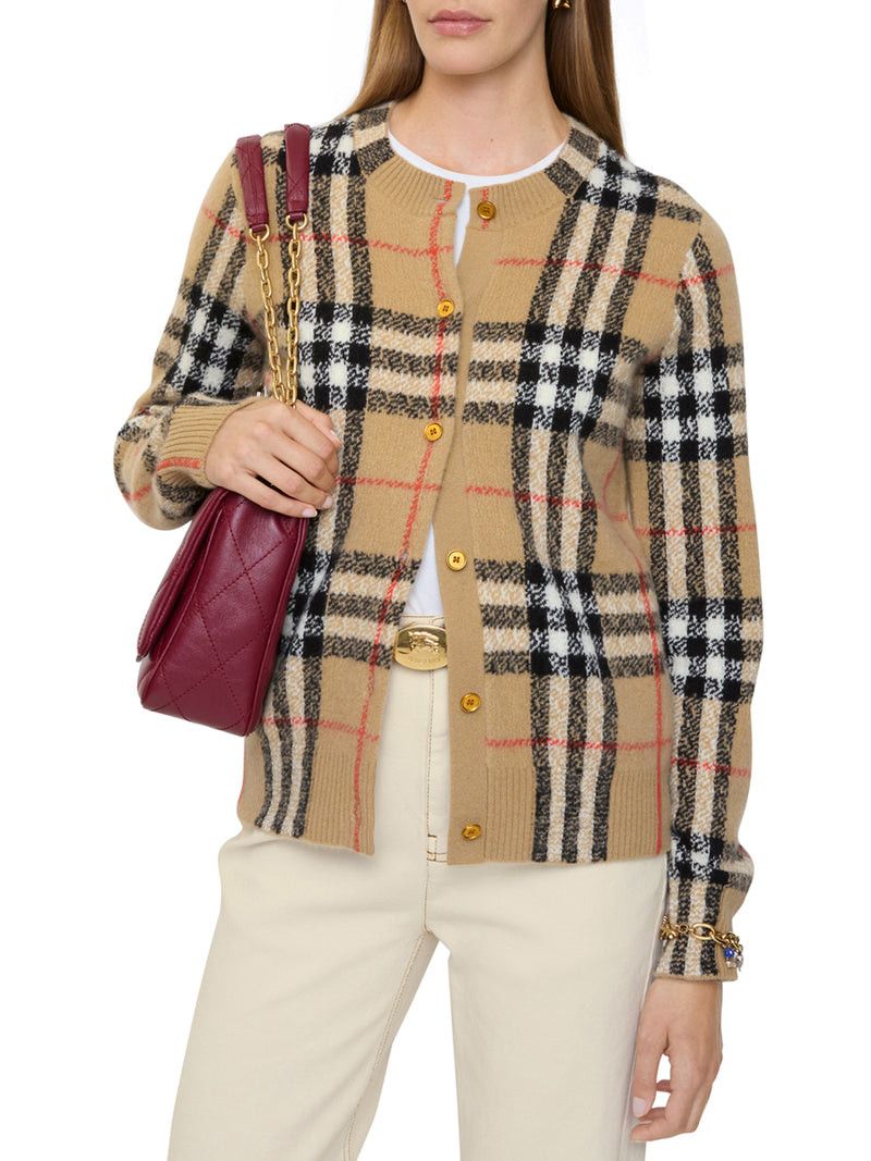Burberry WOOL AND CASHMERE CHECK CARDIGAN Size S / US 4 / IT 40 - 1 Thumbnail