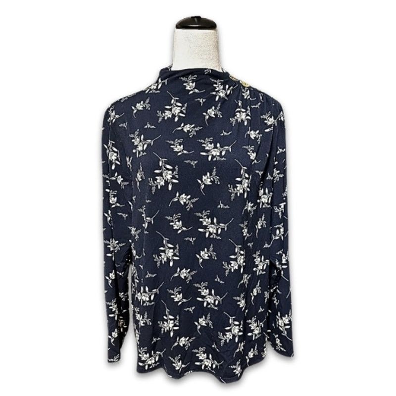 Other Belldini Blouse Shoulder Button Floral Blue/Cream Women's 2X Size XXL / US 16-18 / IT 52-54 - 1 Thumbnail