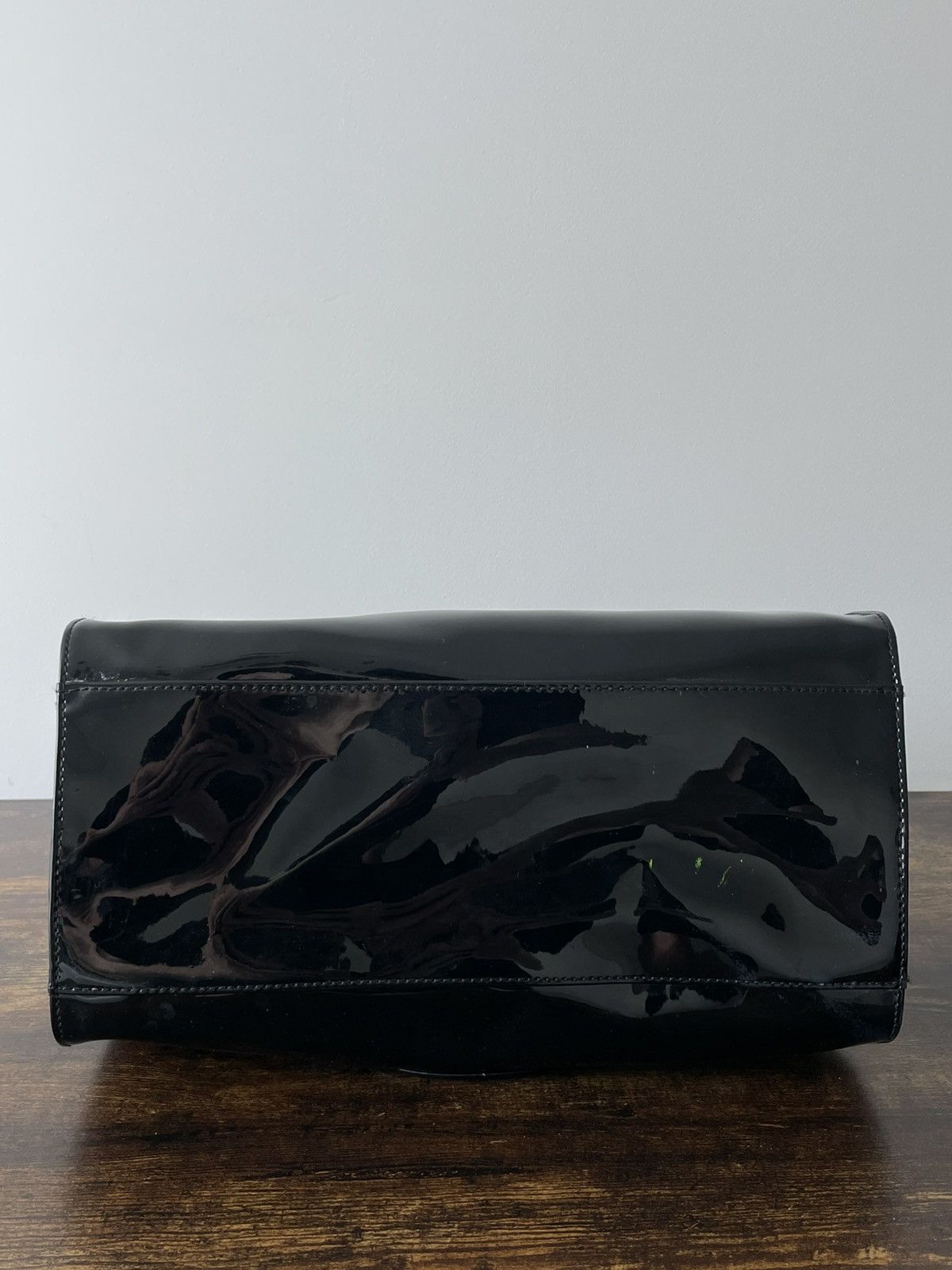 Armani Vintage AJ Armani Jeans 00’s Black Patent Leather Hand Bag Size ONE SIZE - 13 Thumbnail