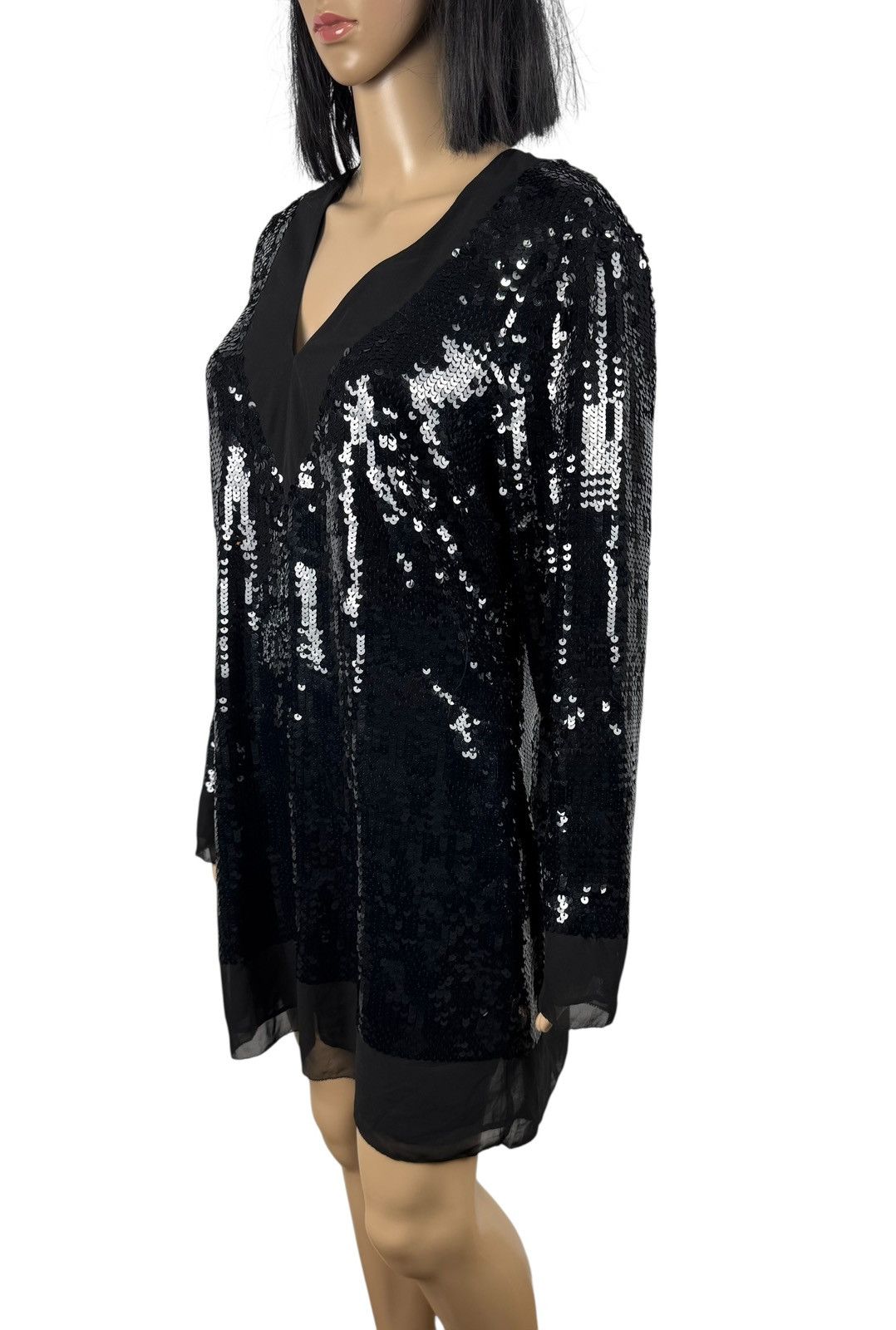 Karl Lagerfeld Karl Lagerfeld Mini Dress Sequins Mesh Decor size M V-Neck Size M / US 6-8 / IT 42-44 - 5 Thumbnail