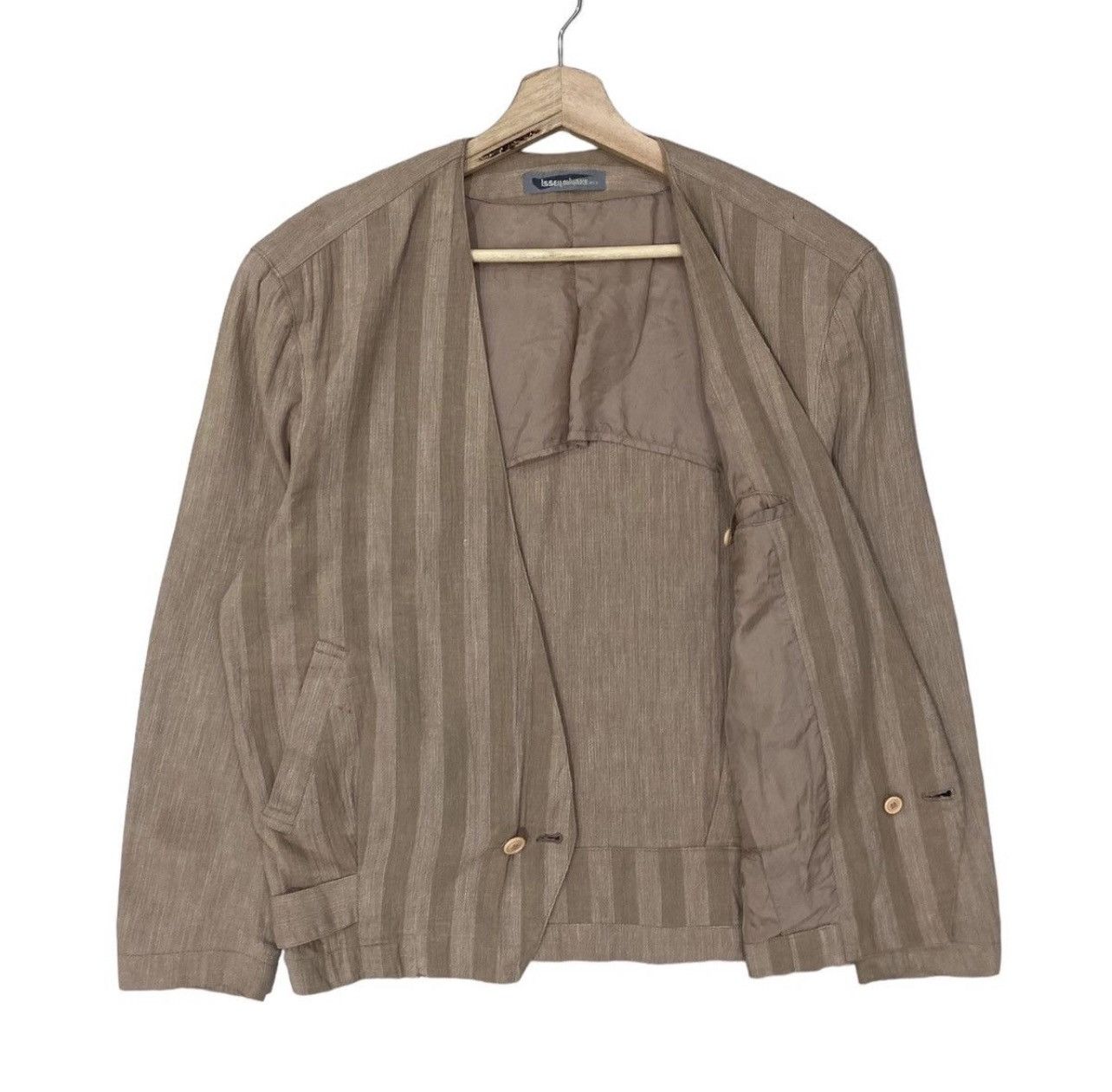 Issey Miyake 🔥Vintage 80s Issey Miyake Men Stripes Single Button Jacket Size US S / EU 44-46 / 1 - 6 Thumbnail