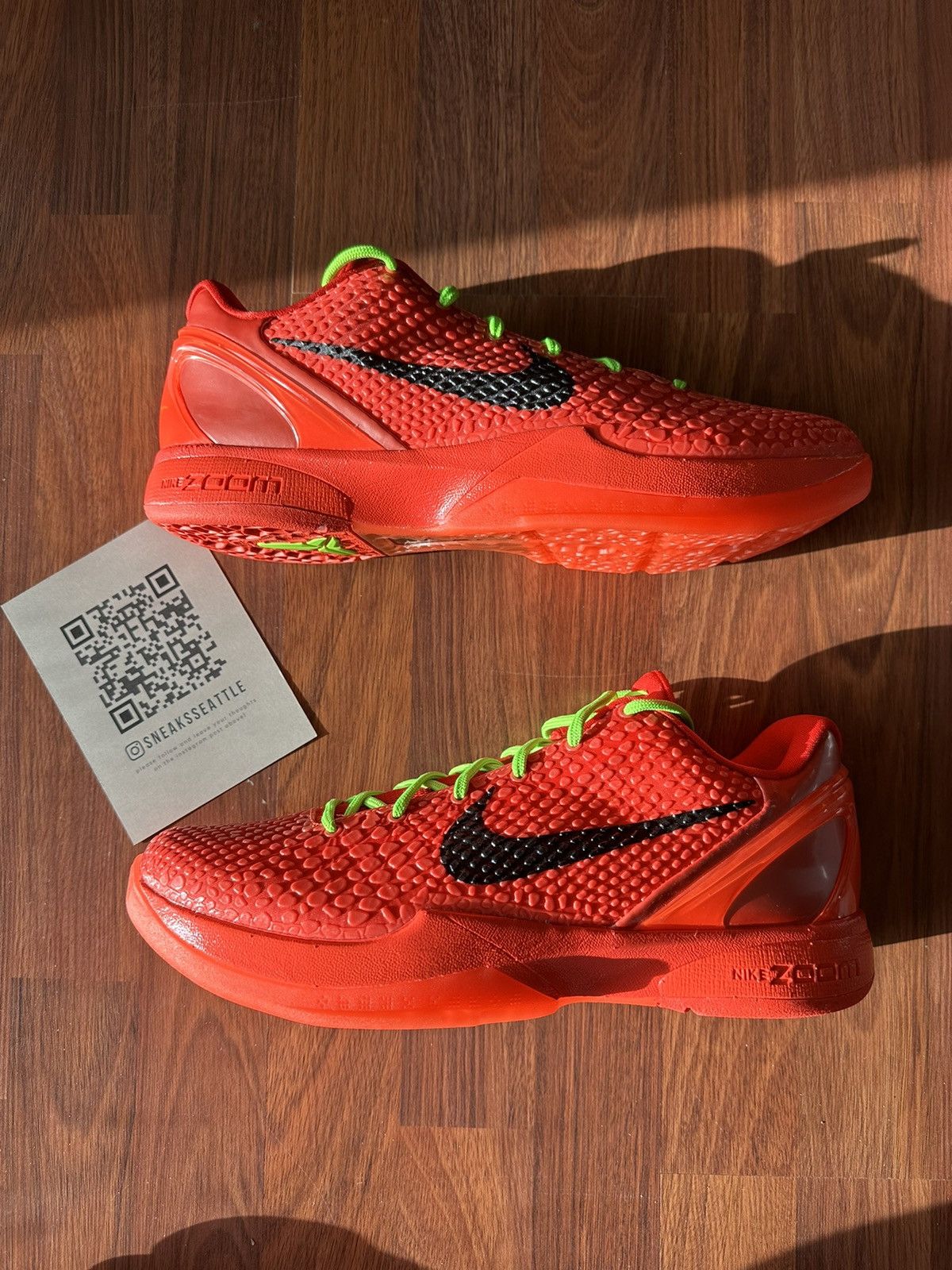 image of Nike Kobe 6 Protro Reverse Grinch Size 13 Men Fv4921-600 Shoes in Red