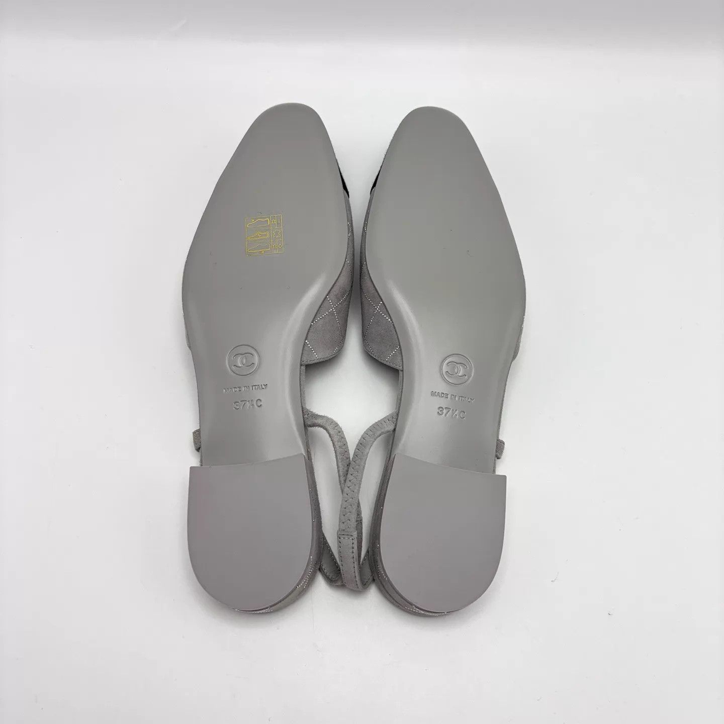 Chanel CHANEL 25C Gray Quilted Crystal Slingback Size US 7 / IT 37 - 3 Thumbnail