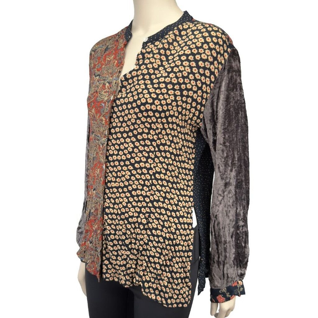 French Connection FRENCH CONNECTION Patchwork Dot Button-Up Shirt Blouse sz L Size L / US 10 / IT 46 - 5 Thumbnail