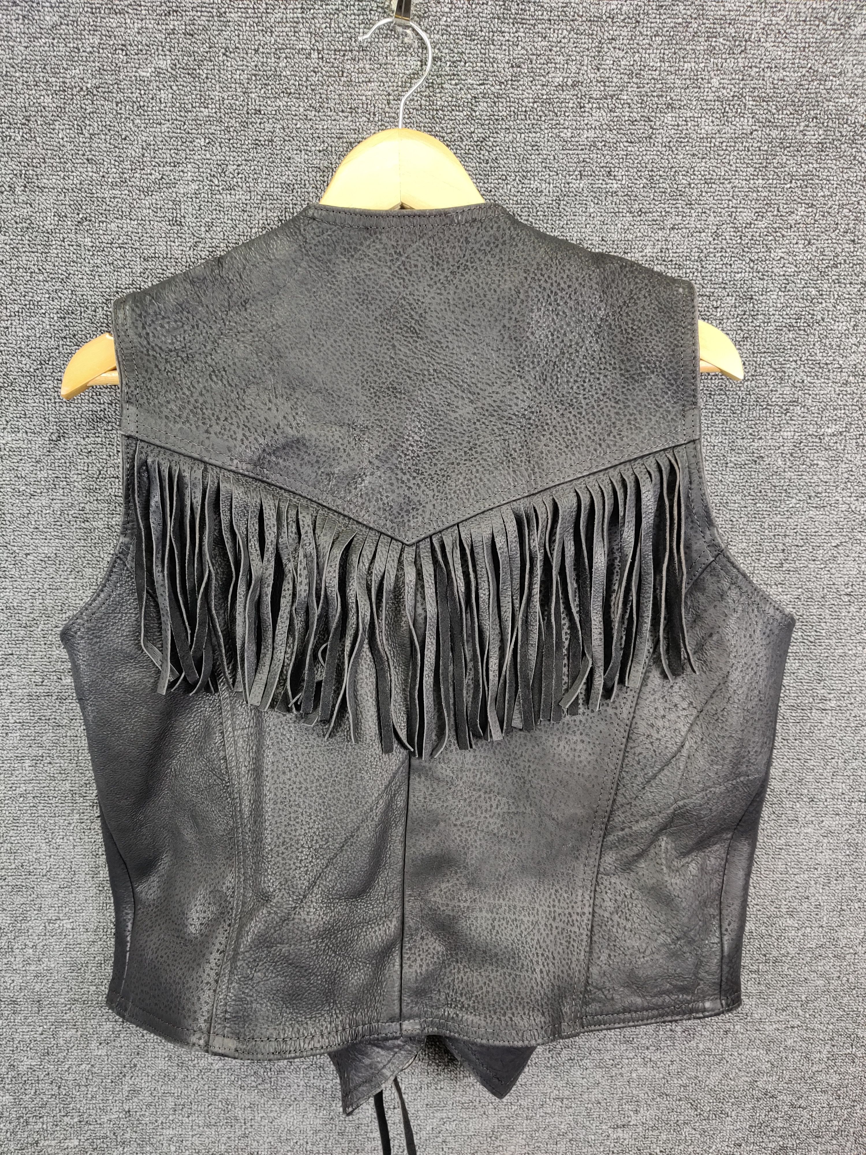 Leather Vintage Echtes Leder Leather Fringe Motorcycle Vest Size US M / EU 48-50 / 2 - 5 Thumbnail