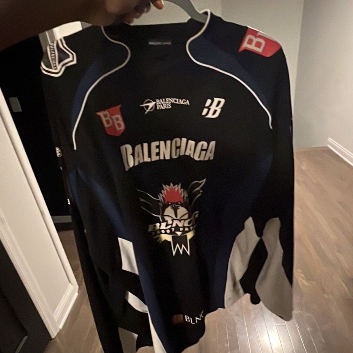 Image of Balenciaga Hockey Jersey in Black, Men's (Size XL)