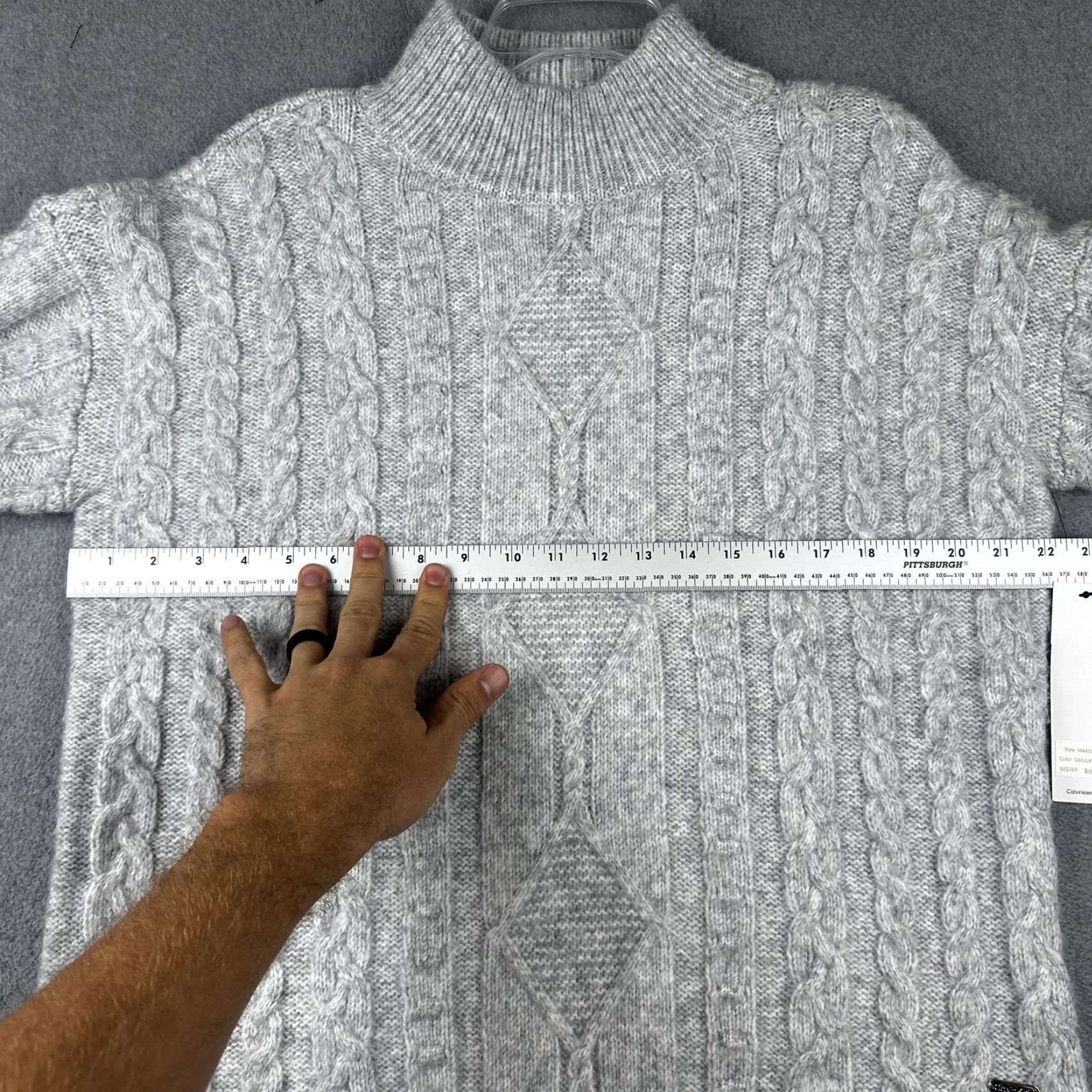 Calvin Klein Calvin Klein Sweater Womens Medium Gray Mist Cable Knit Pullover Mock Neck Soft Size M / US 6-8 / IT 42-44 - 4 Thumbnail