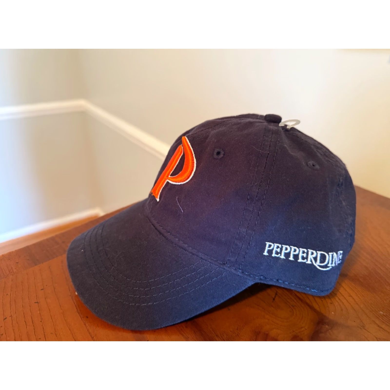 Vintage Pepperdine University Waves Adjustable Hat The Game Navy Vintage EUC Hat Mens One Size Blue Snapback Cotton Classic University Sports Waves Size ONE SIZE - 2 Thumbnail